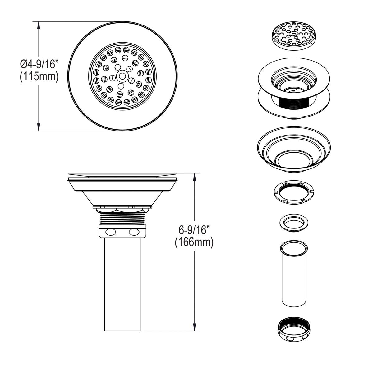 polished stainless steel drain strainer