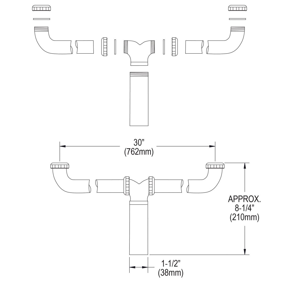 chrome drain fitting center outlet