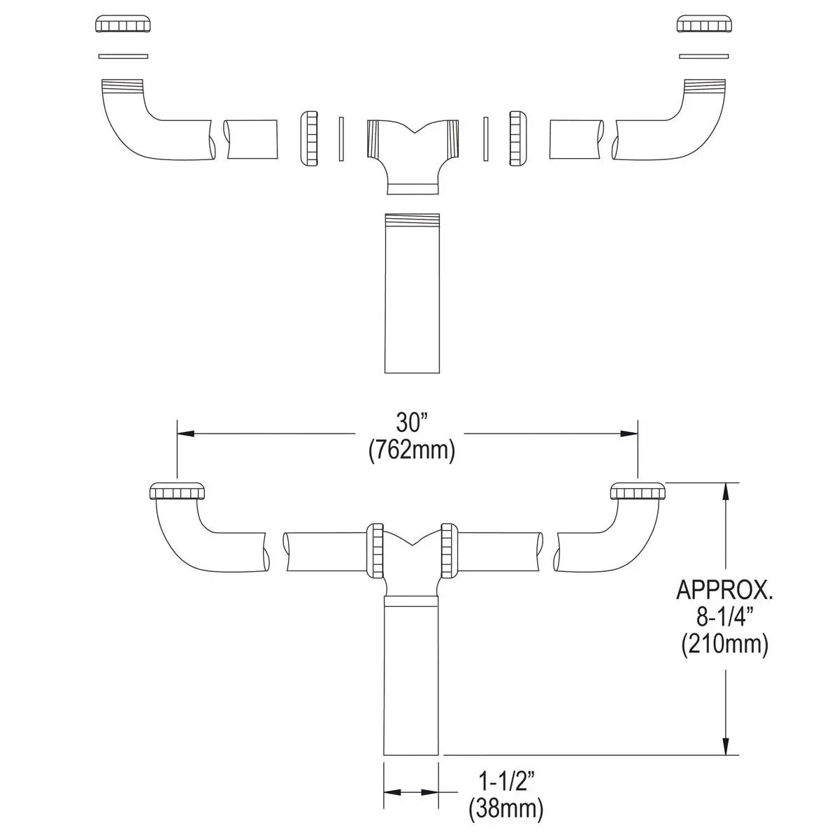 chrome drain fitting center outlet