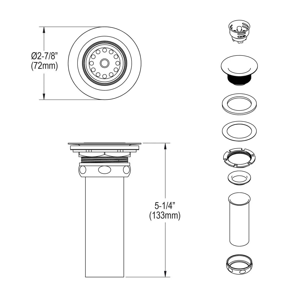 polished stainless steel drain strainer basket