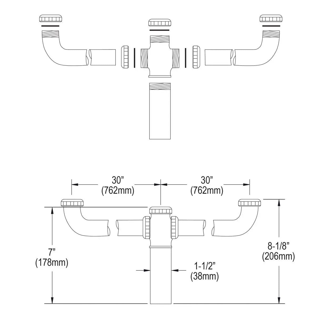 chrome drain fitting center outlet