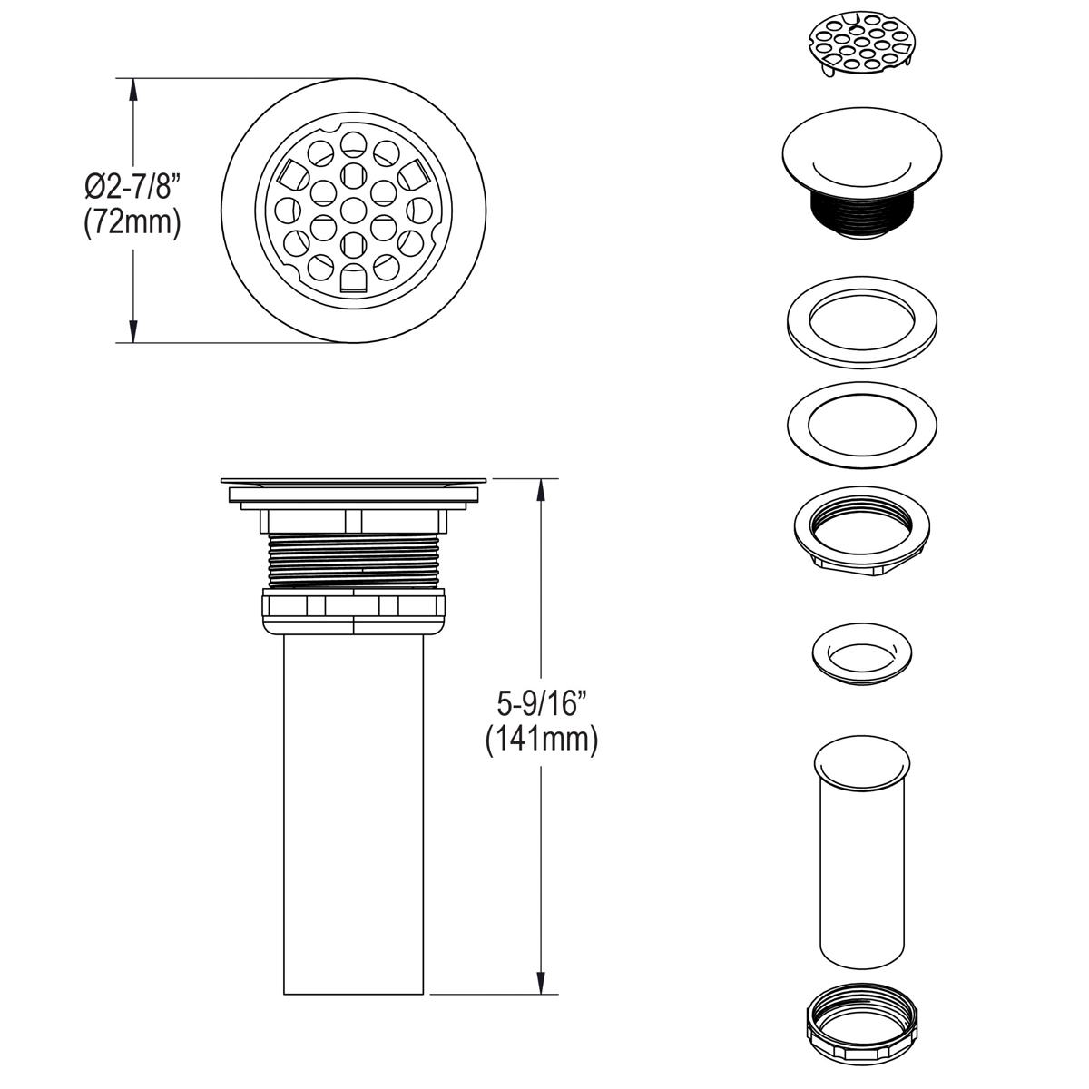 polished stainless steel drain strainer