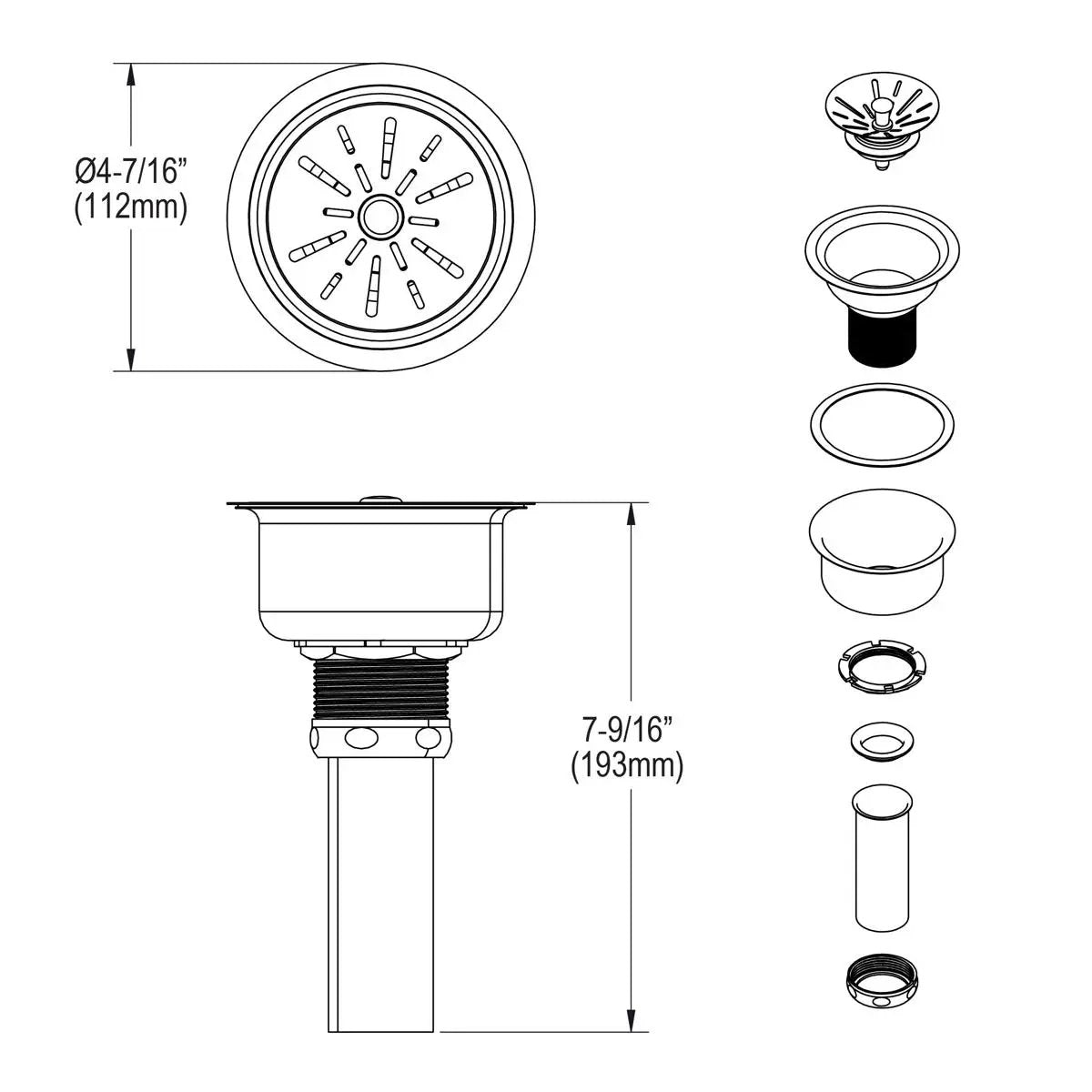 chrome drain strainer basket