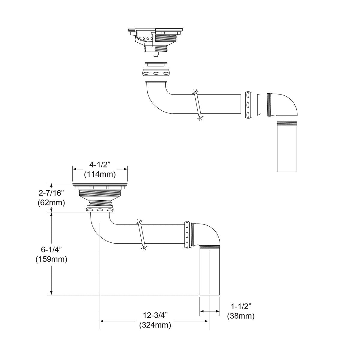polished stainless steel drain