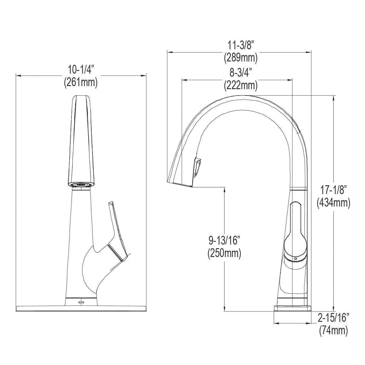 chrome 2-in-1 kitchen faucet