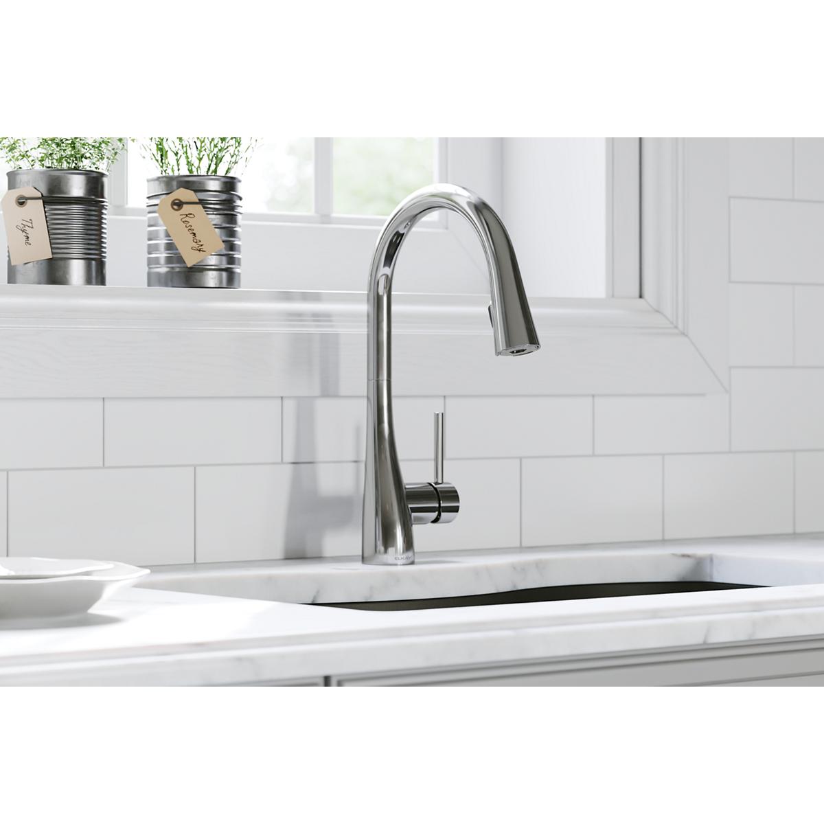 chrome kitchen faucet