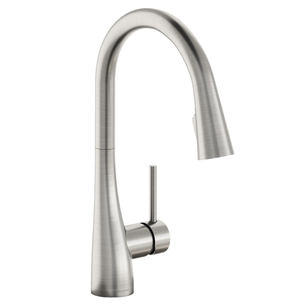 Elkay Gourmet Single Hole Kitchen Faucet with Pull-down Spray and Forward Only Lever Handle