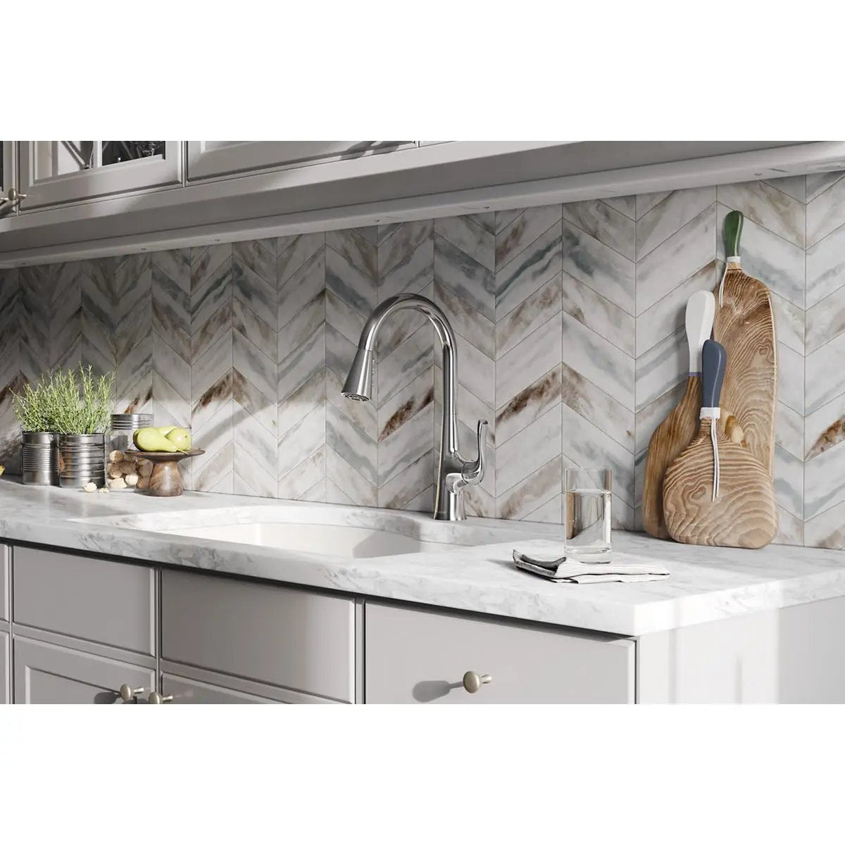 chrome kitchen faucet