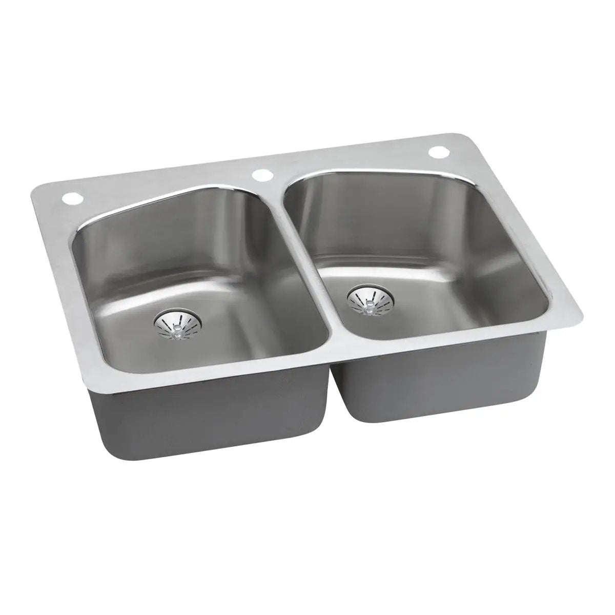 Elkay Lustertone Classic 33" x 22" x 9" Equal Double Bowl Dual Mount Sink with Perfect Drain by Elkay