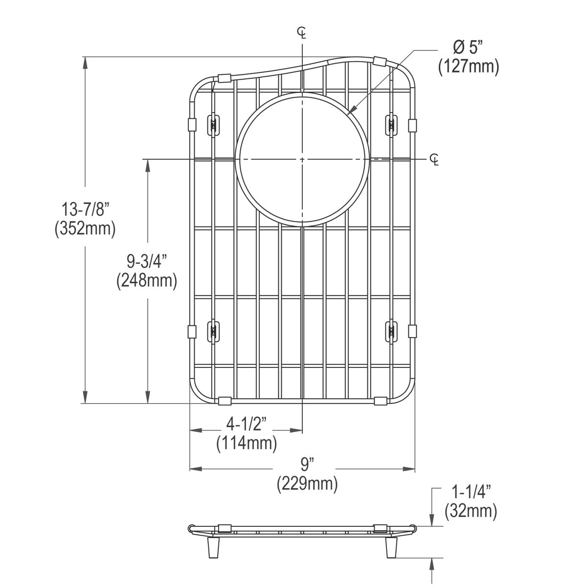 polished stainless steel bottom grid