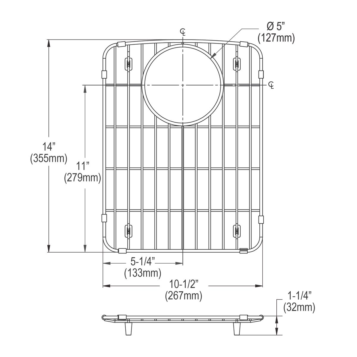 polished stainless steel bottom grid