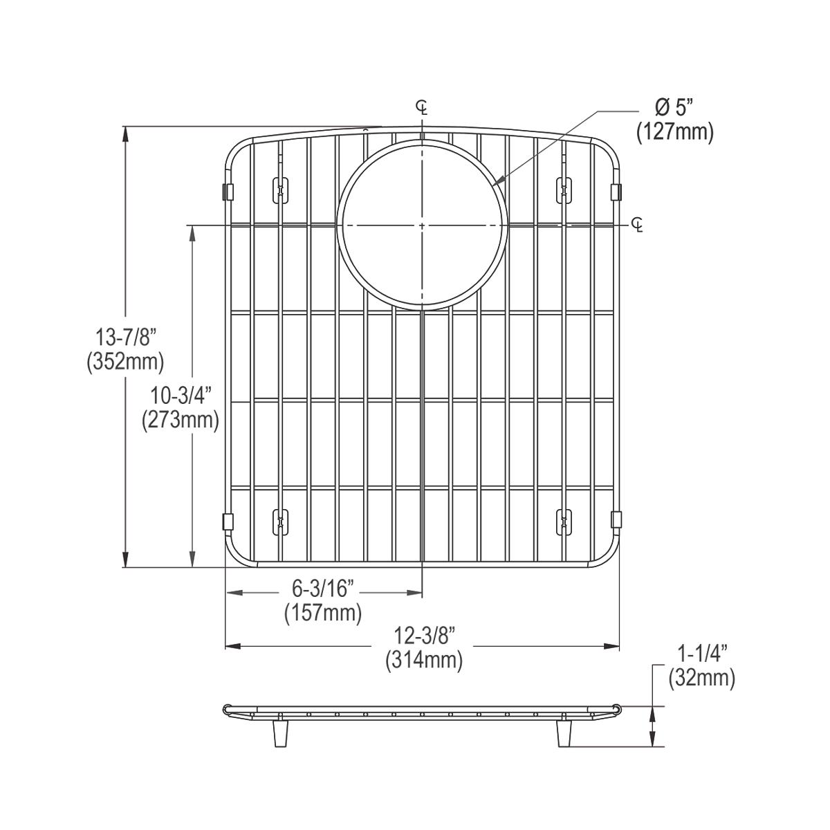 polished stainless steel bottom grid