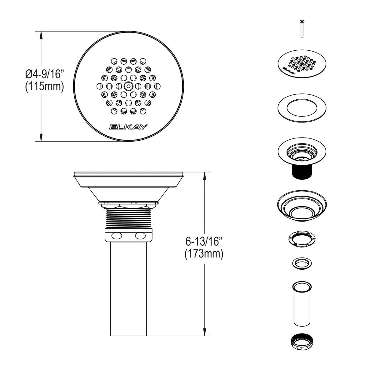 polished stainless steel drain