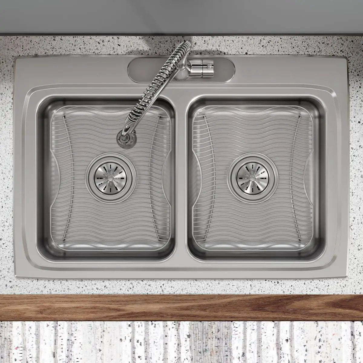 polished stainless steel bottom grid