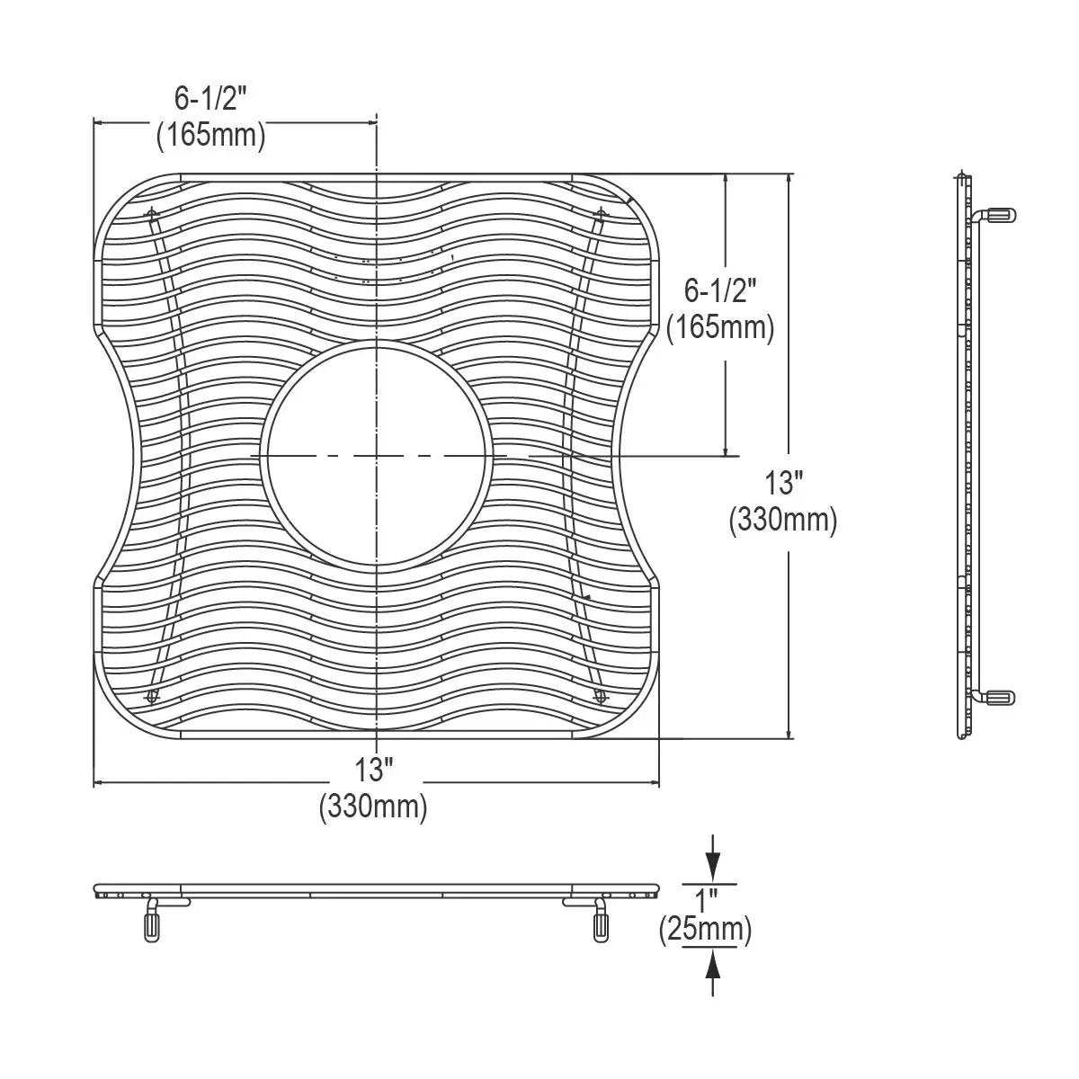 polished stainless steel bottom grid