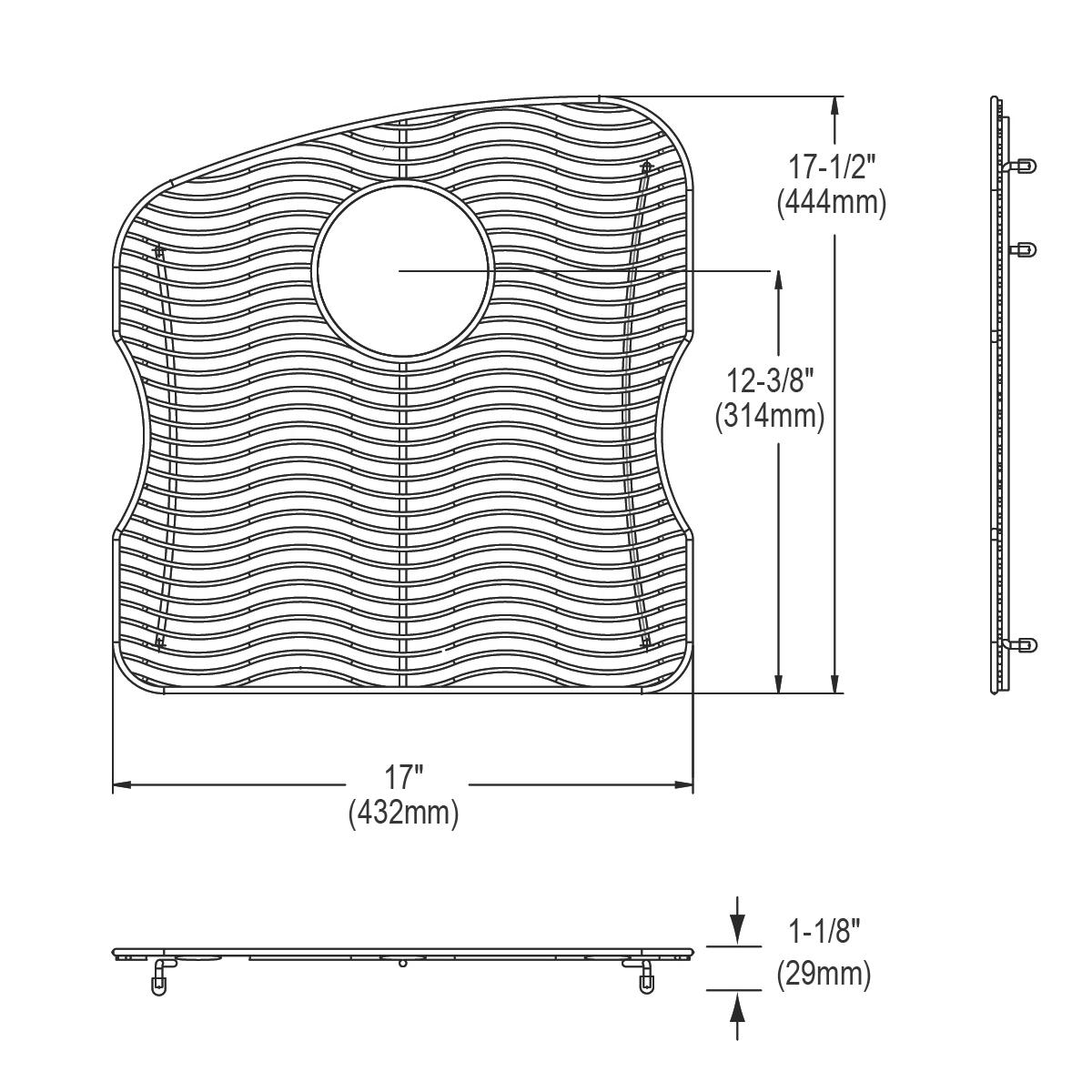 polished stainless steel bottom grid