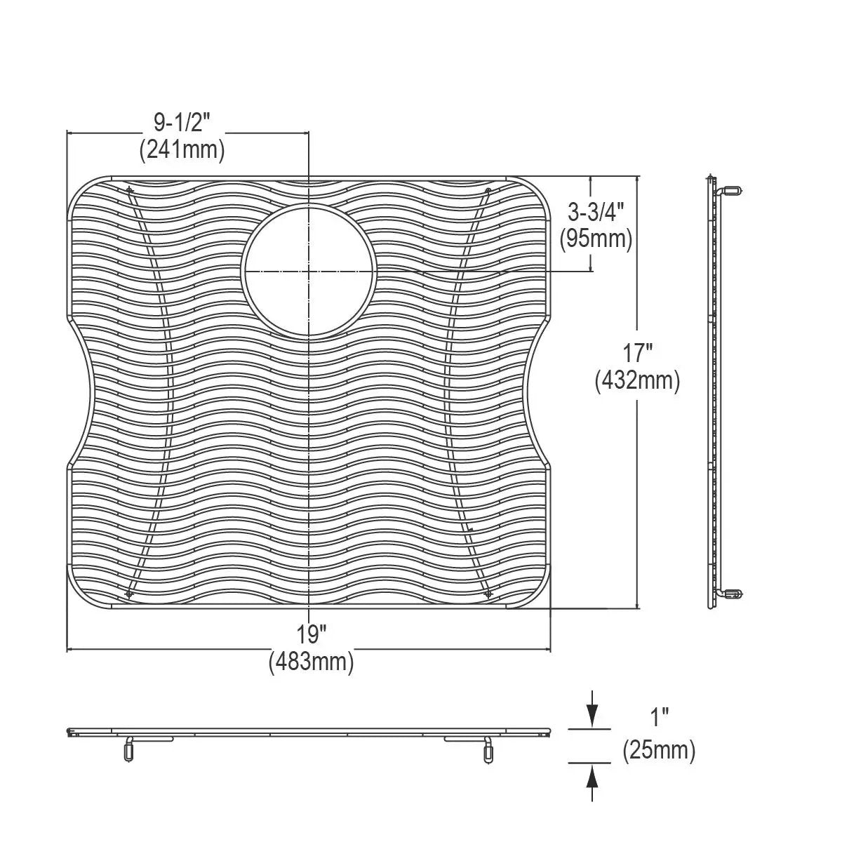 polished stainless steel bottom grid