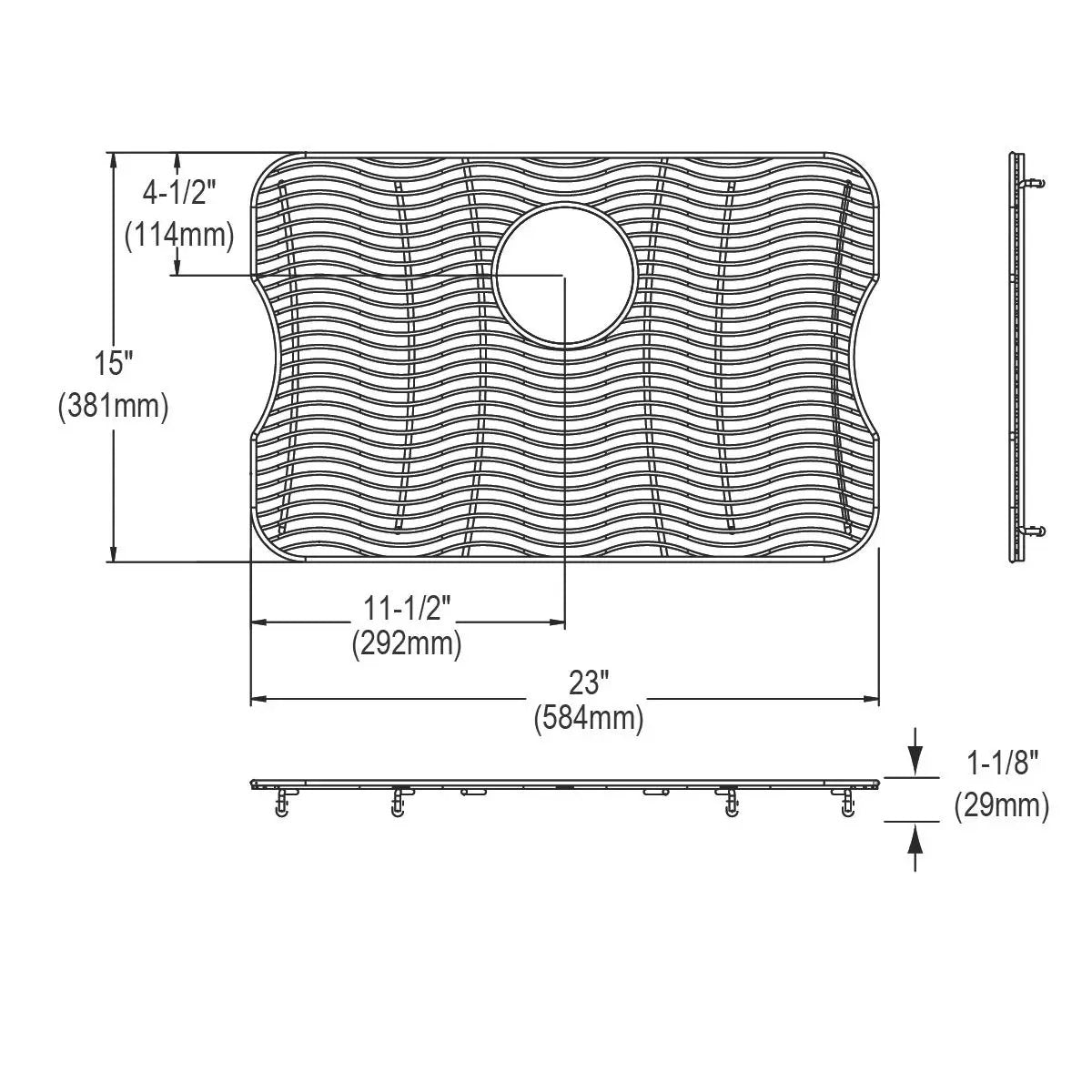 polished stainless steel bottom grid