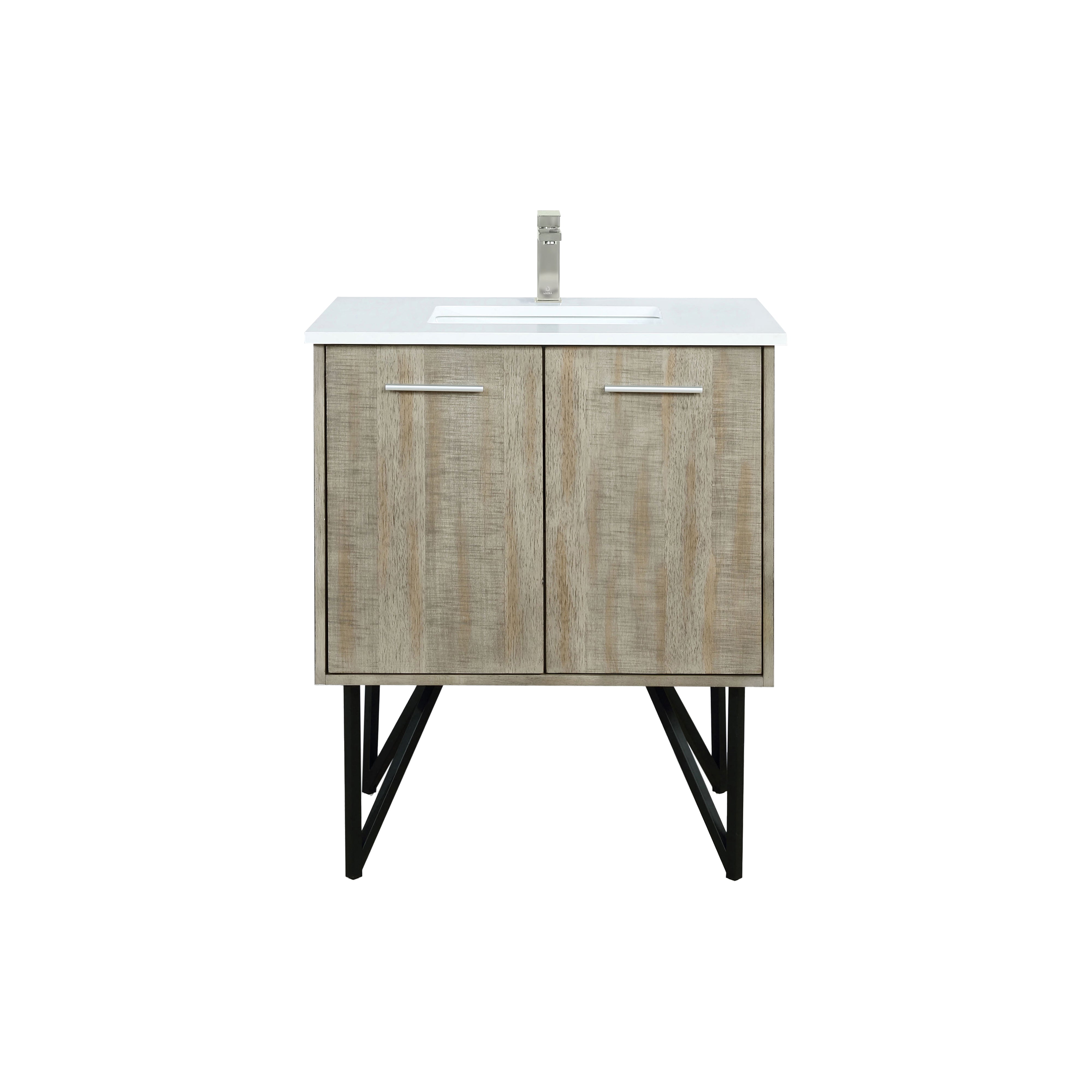 Lexora Lancy 30 in W x 20 in D Rustic Acacia Bath Vanity and White Quartz Top