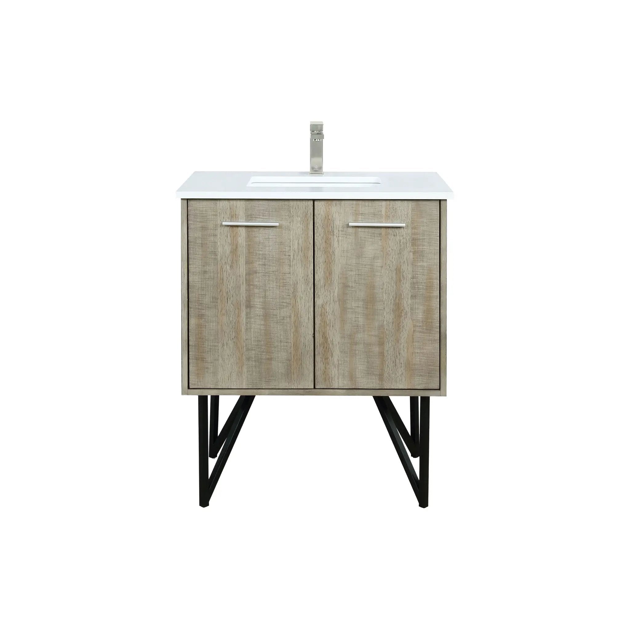 Lexora Lancy 30 in W x 20 in D Rustic Acacia Bath Vanity and White Quartz Top by Lexora