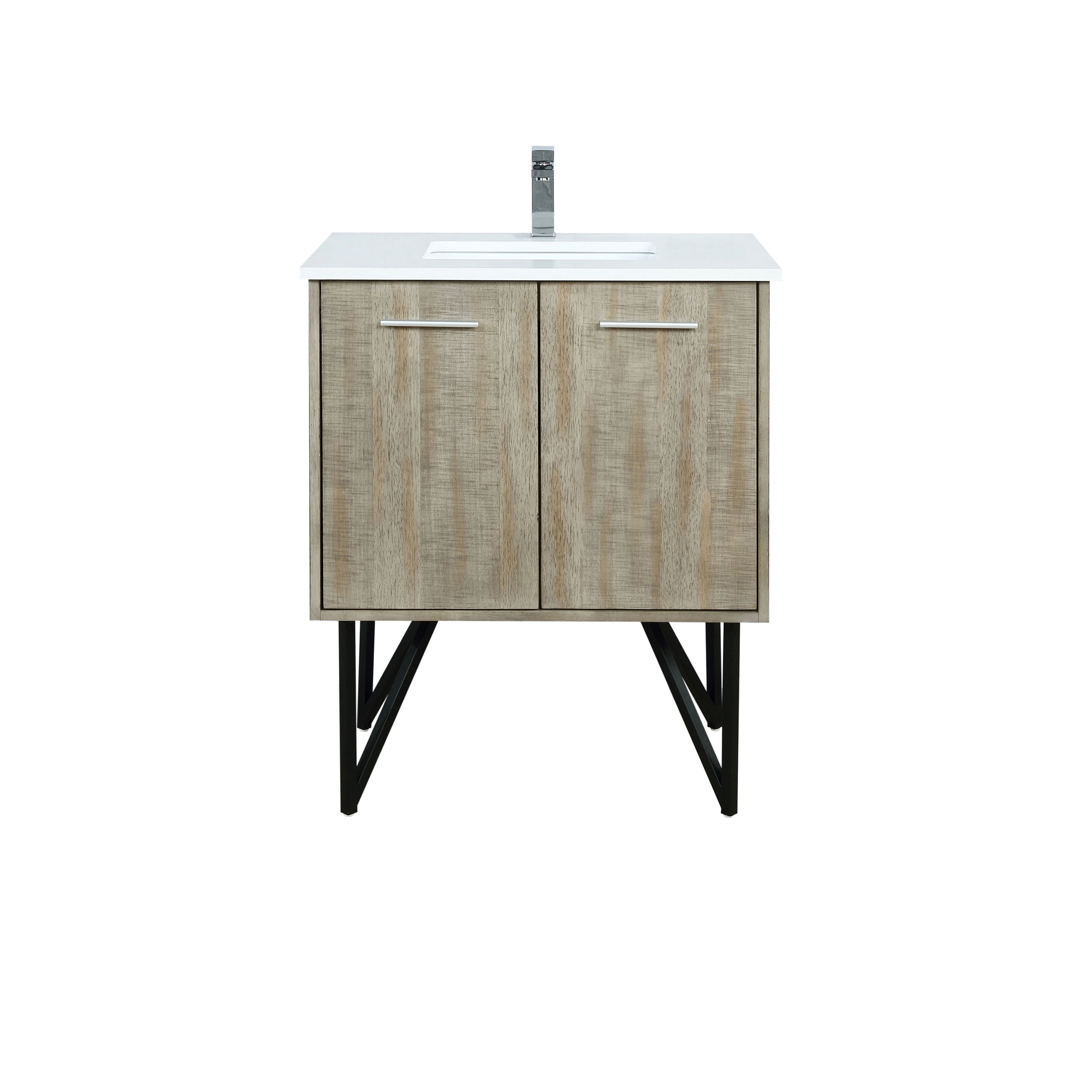 Lexora Lancy 30 in W x 20 in D Rustic Acacia Bath Vanity and White Quartz Top
