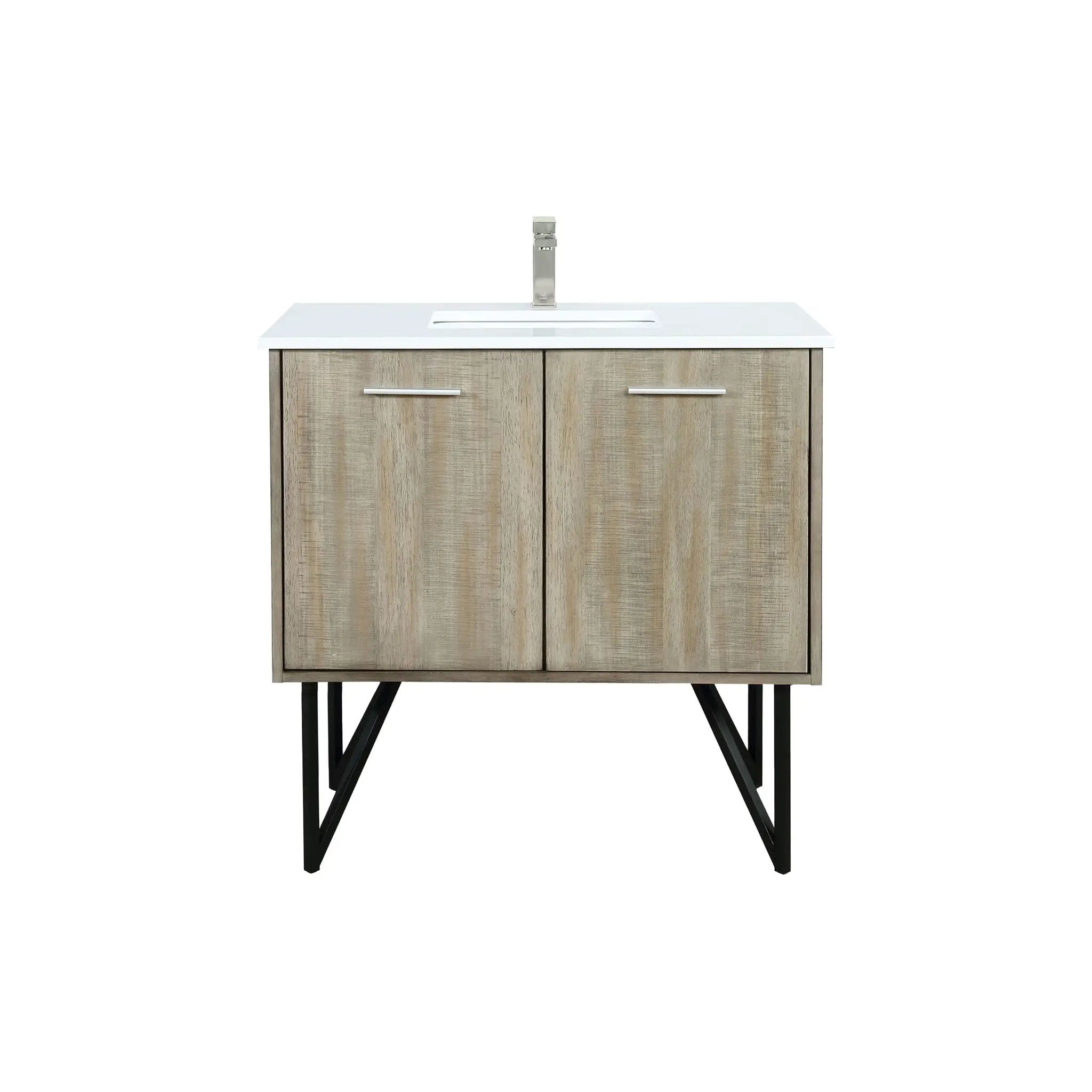 Lexora Lancy 36 in W x 20 in D Rustic Acacia Bath Vanity and White Quartz Top by Lexora