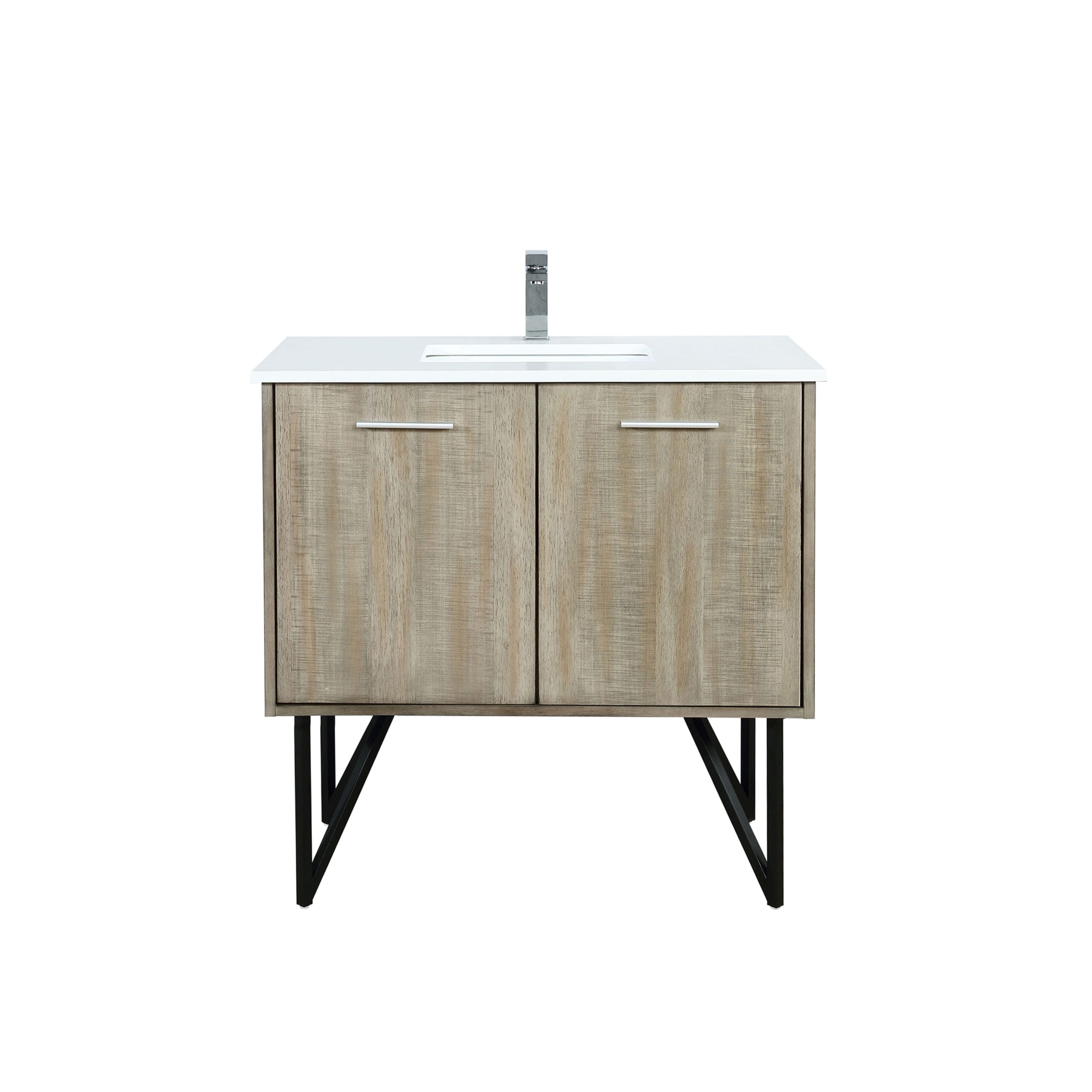 Lexora Lancy 36 in W x 20 in D Rustic Acacia Bath Vanity and White Quartz Top