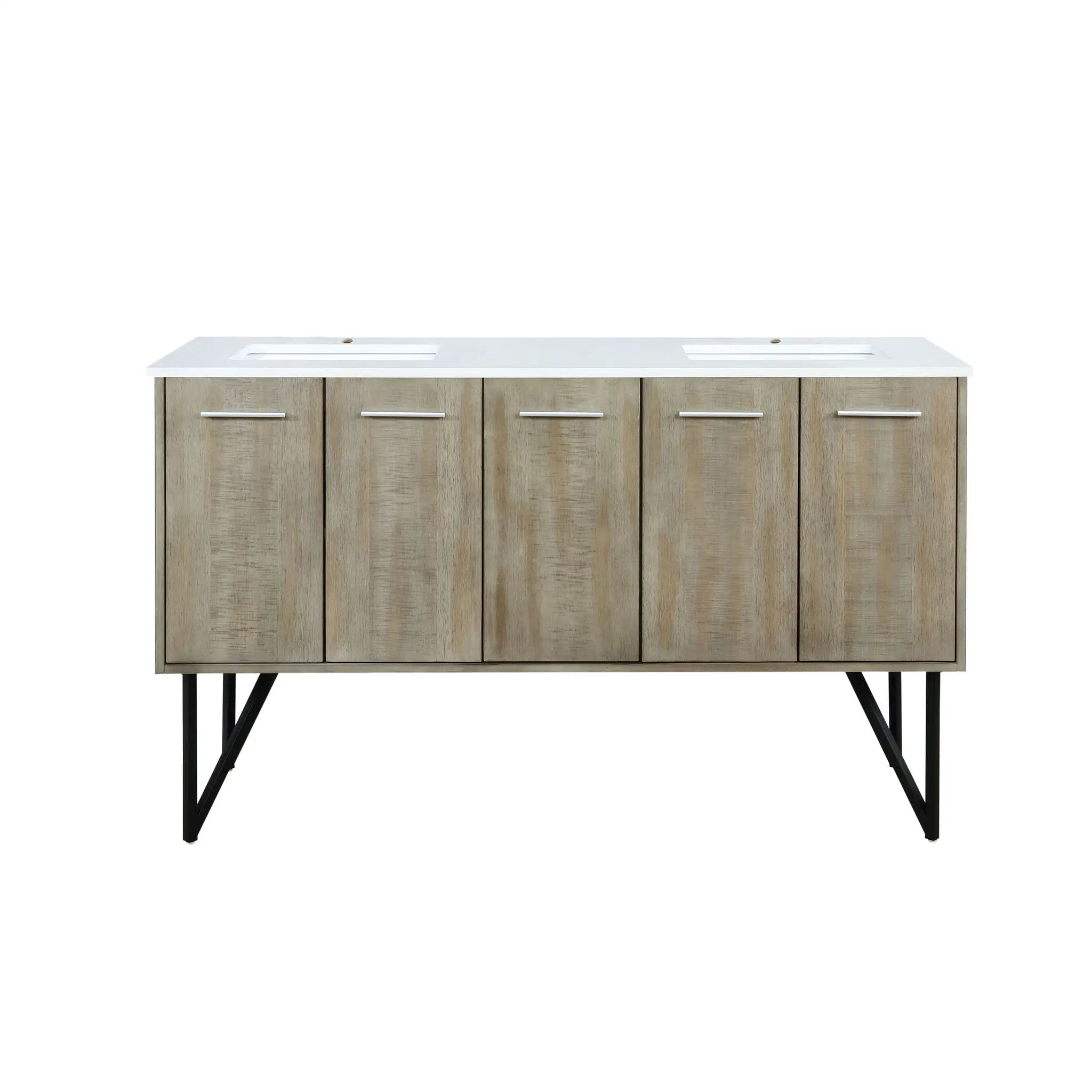Lexora Lancy 60 in W x 20 in D Rustic Acacia Double Bath Vanity and White Quartz Top by Lexora