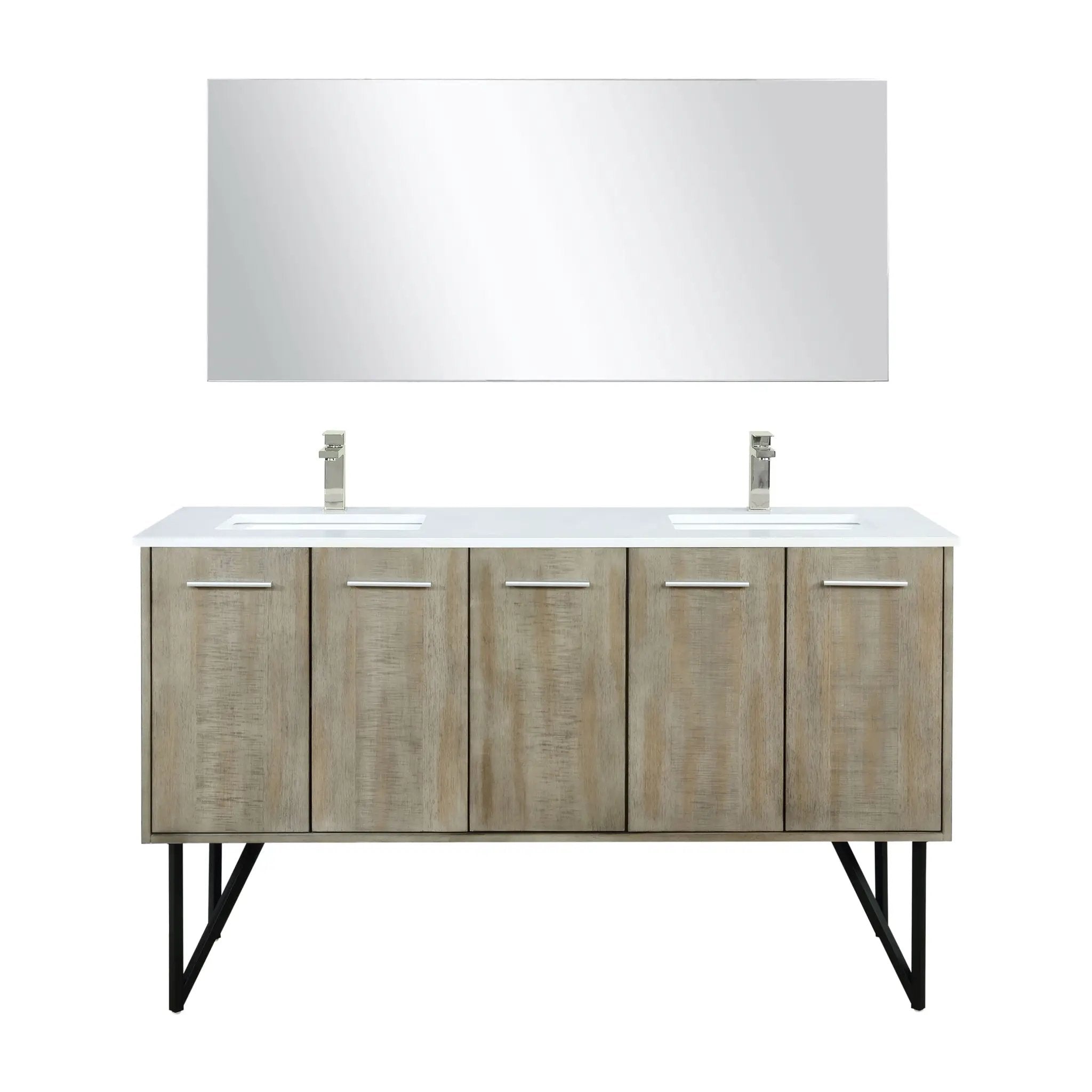Lexora Lancy 60 in W x 20 in D Rustic Acacia Double Bath Vanity and White Quartz Top by Lexora