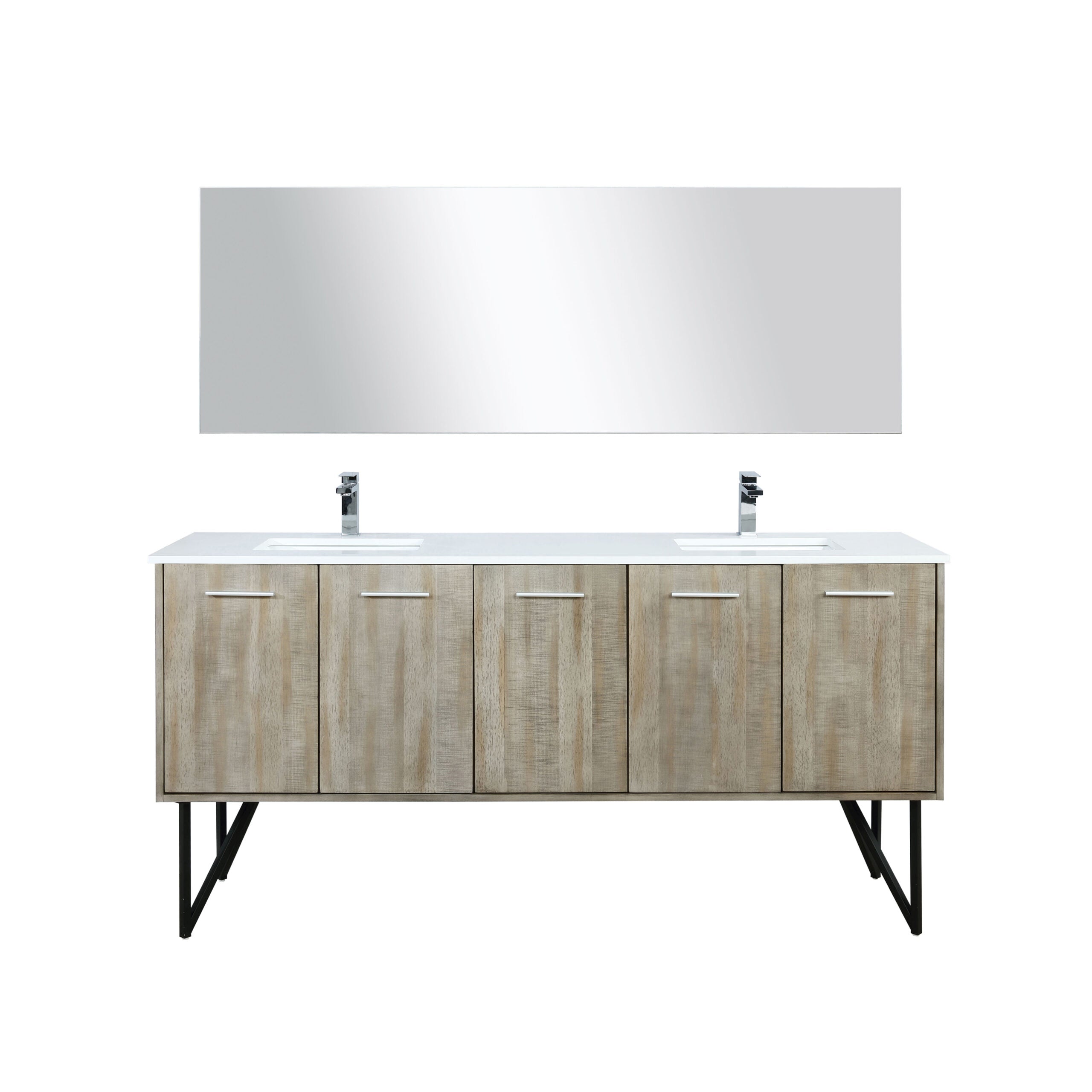Lexora Lancy 72 in W x 20 in D Rustic Acacia Double Bath Vanity and White Quartz Top