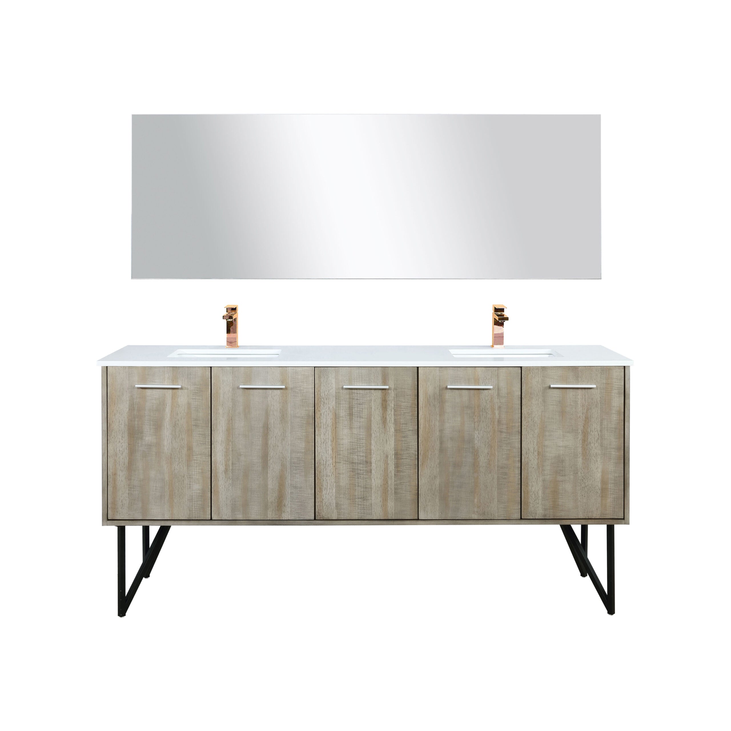 Lexora Lancy 72 in W x 20 in D Rustic Acacia Double Bath Vanity and White Quartz Top