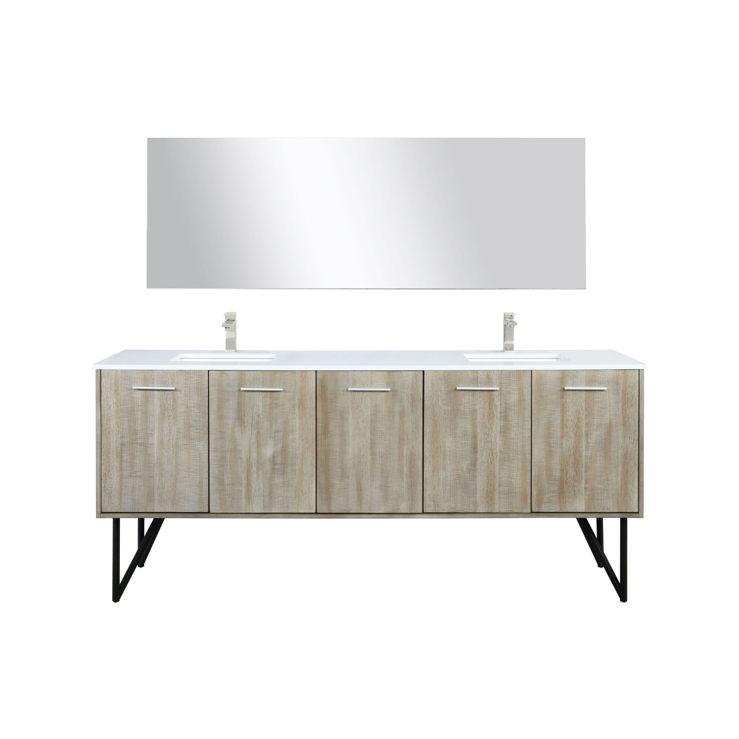 Lexora Lancy 80 in W x 20 in D Rustic Acacia Double Bath Vanity and White Quartz Top