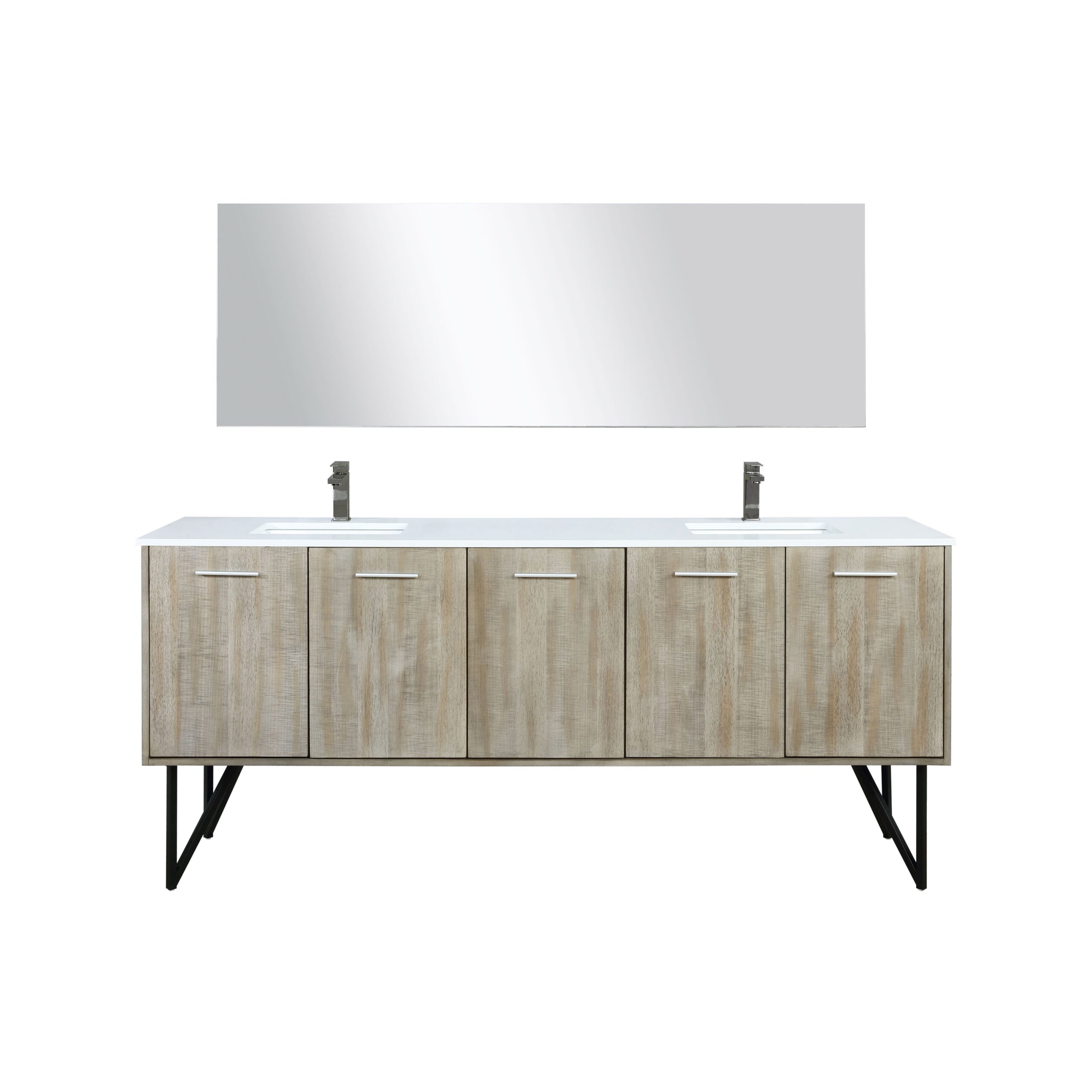 Lexora Lancy 80 in W x 20 in D Rustic Acacia Double Bath Vanity and White Quartz Top