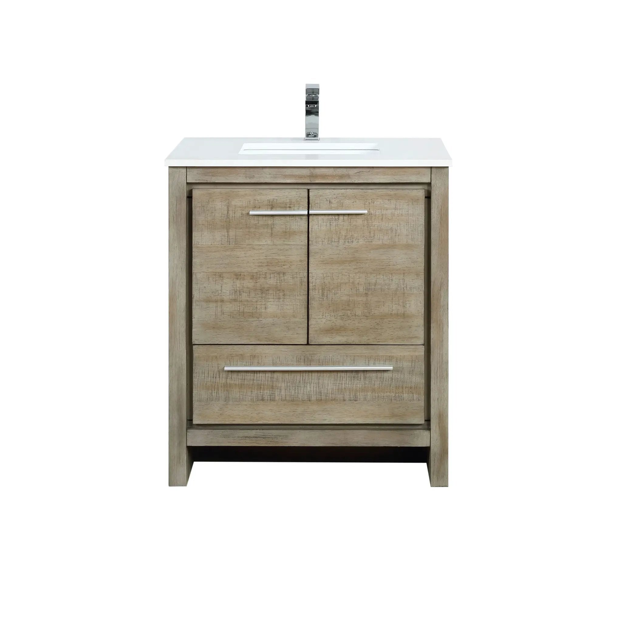 Lexora Lafarre 30 in W x 20 in D Rustic Acacia Bath Vanity and White Quartz Top by Lexora