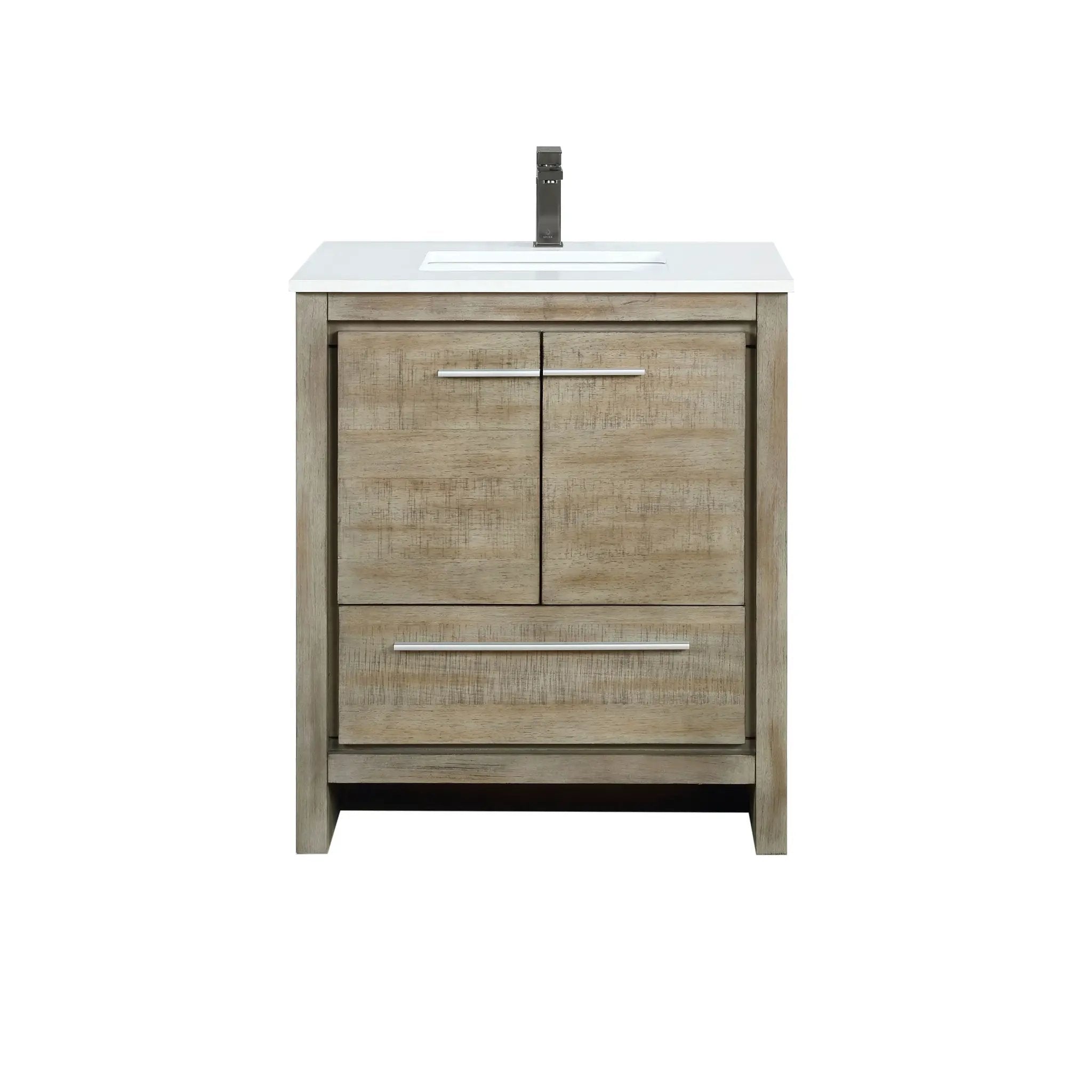 Lexora Lafarre 30 in W x 20 in D Rustic Acacia Bath Vanity and White Quartz Top by Lexora