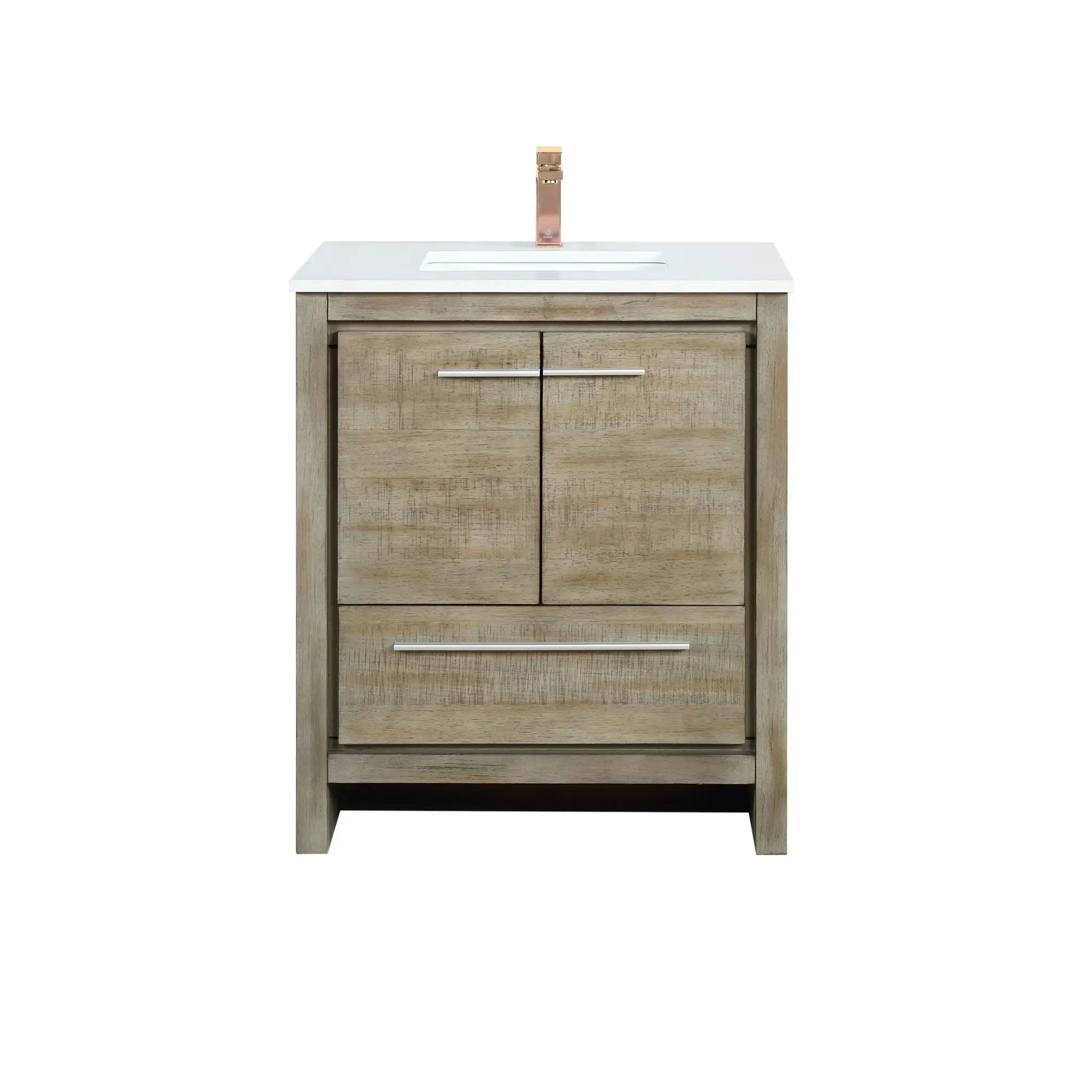 Lexora Lafarre 30 in W x 20 in D Rustic Acacia Bath Vanity and White Quartz Top by Lexora