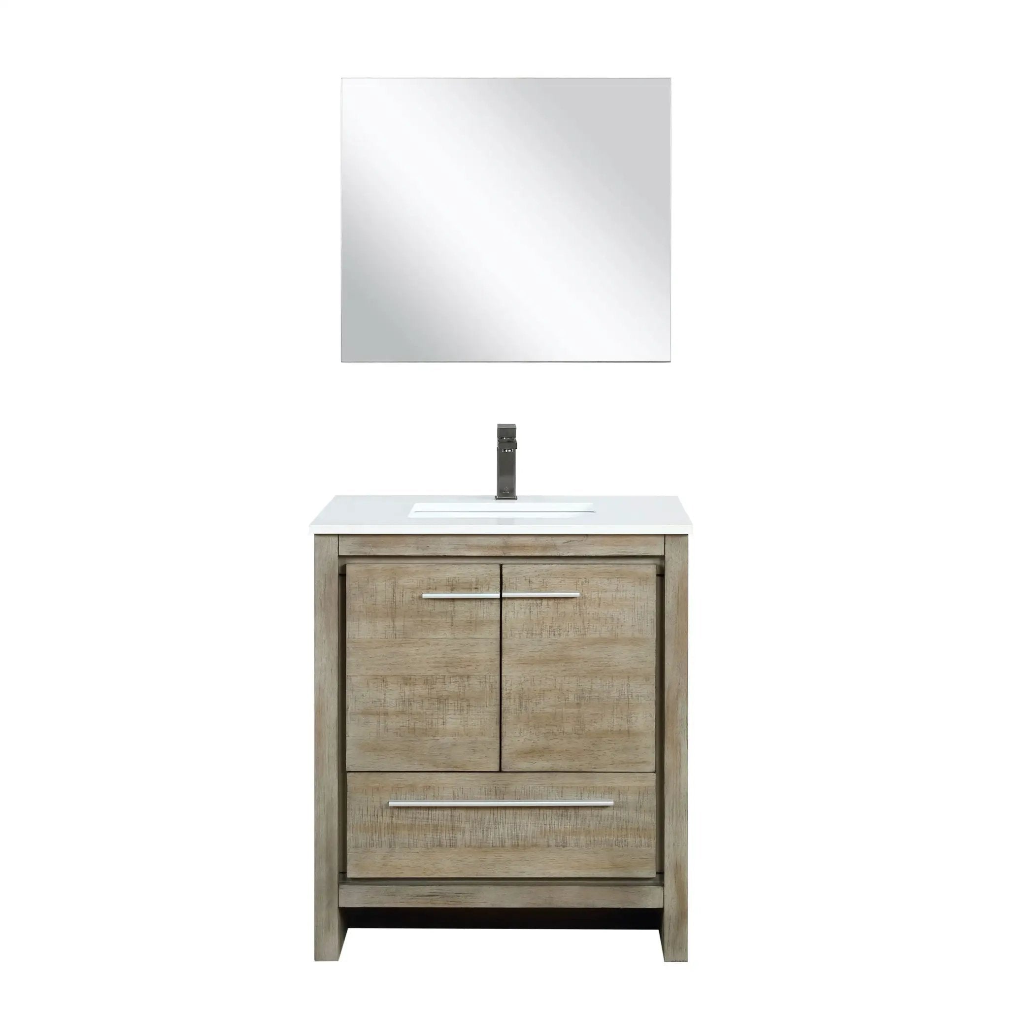Lexora Lafarre 30 in W x 20 in D Rustic Acacia Bath Vanity and White Quartz Top by Lexora