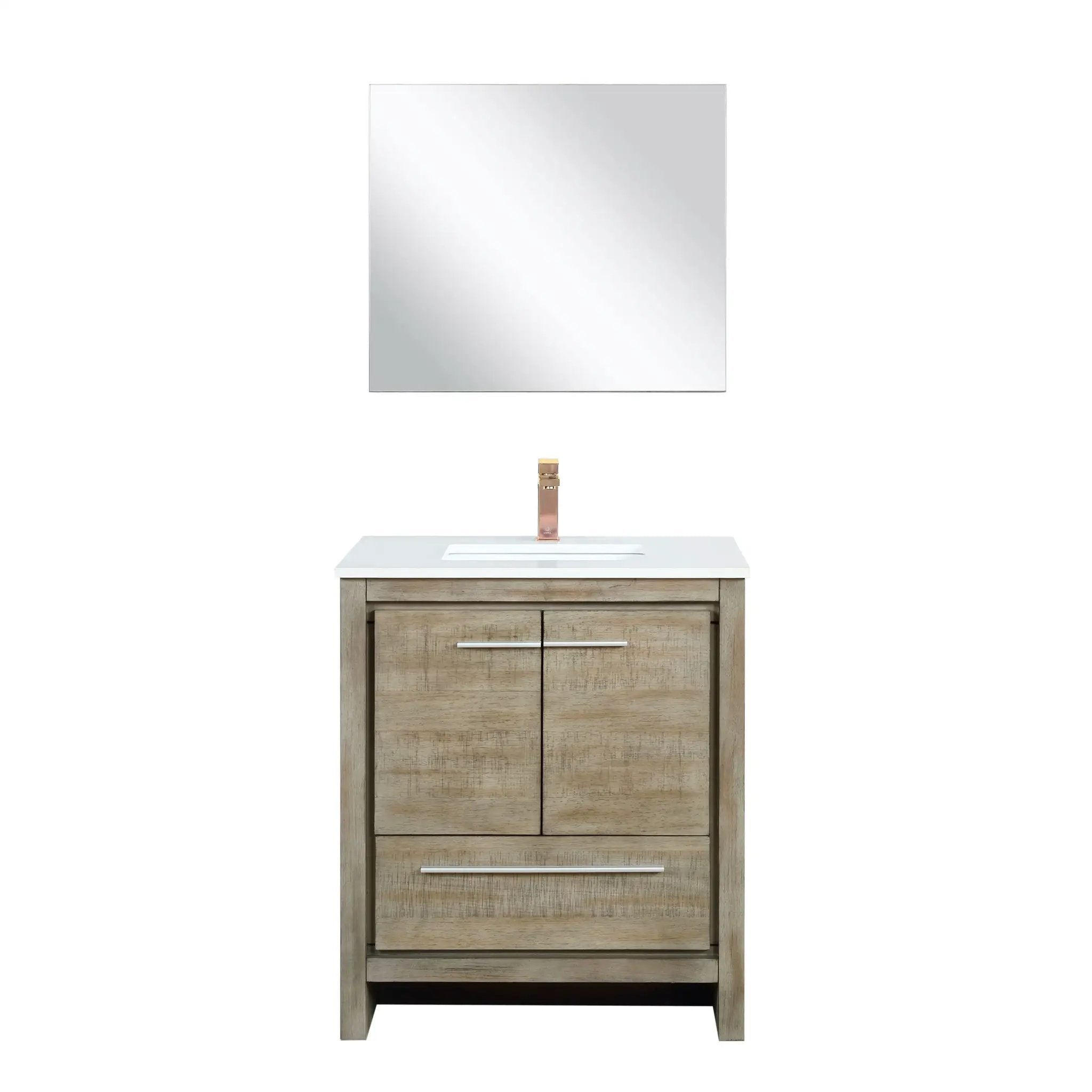 Lexora Lafarre 30 in W x 20 in D Rustic Acacia Bath Vanity and White Quartz Top by Lexora