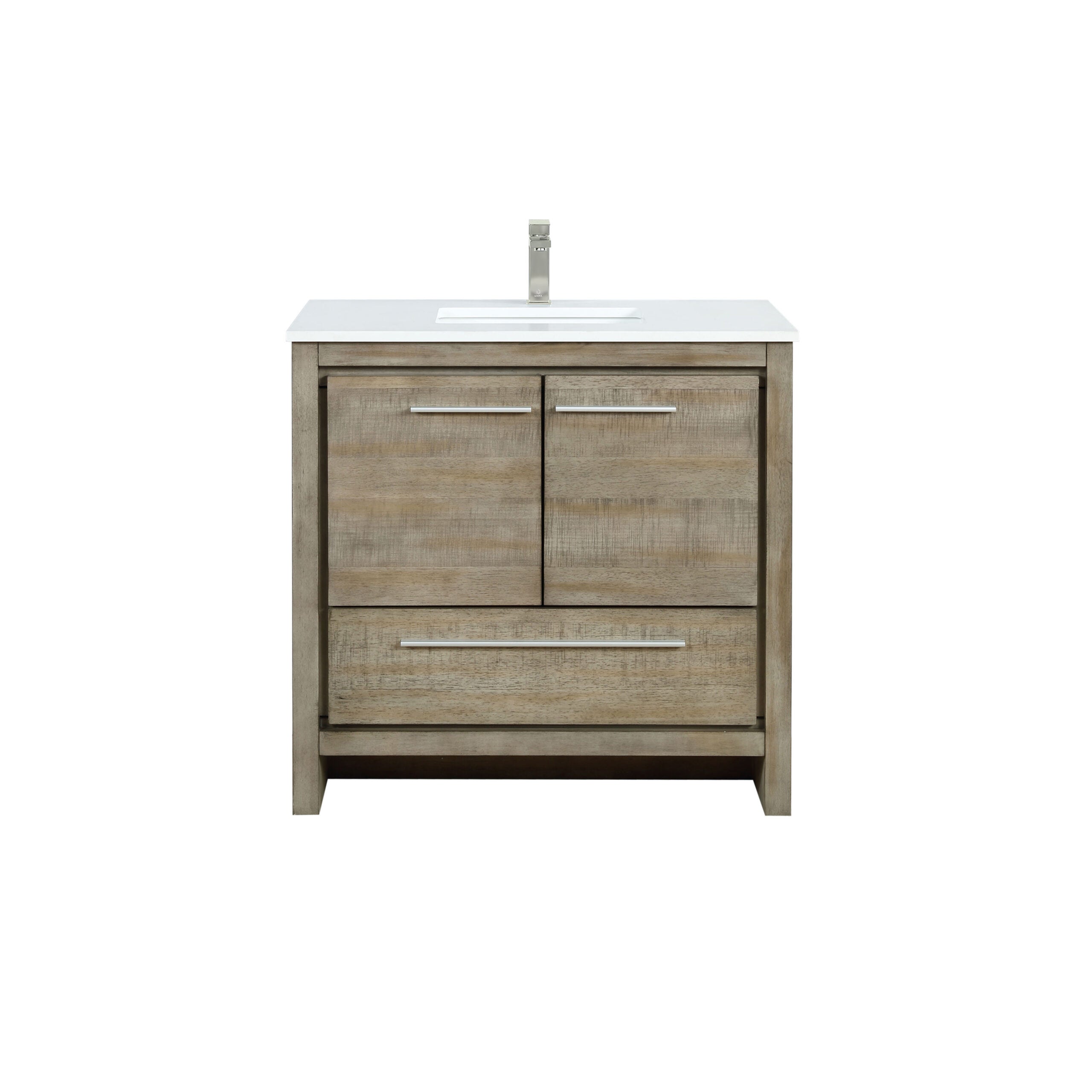 Lexora Lafarre 36 in W x 20 in D Rustic Acacia Bath Vanity and White Quartz Top