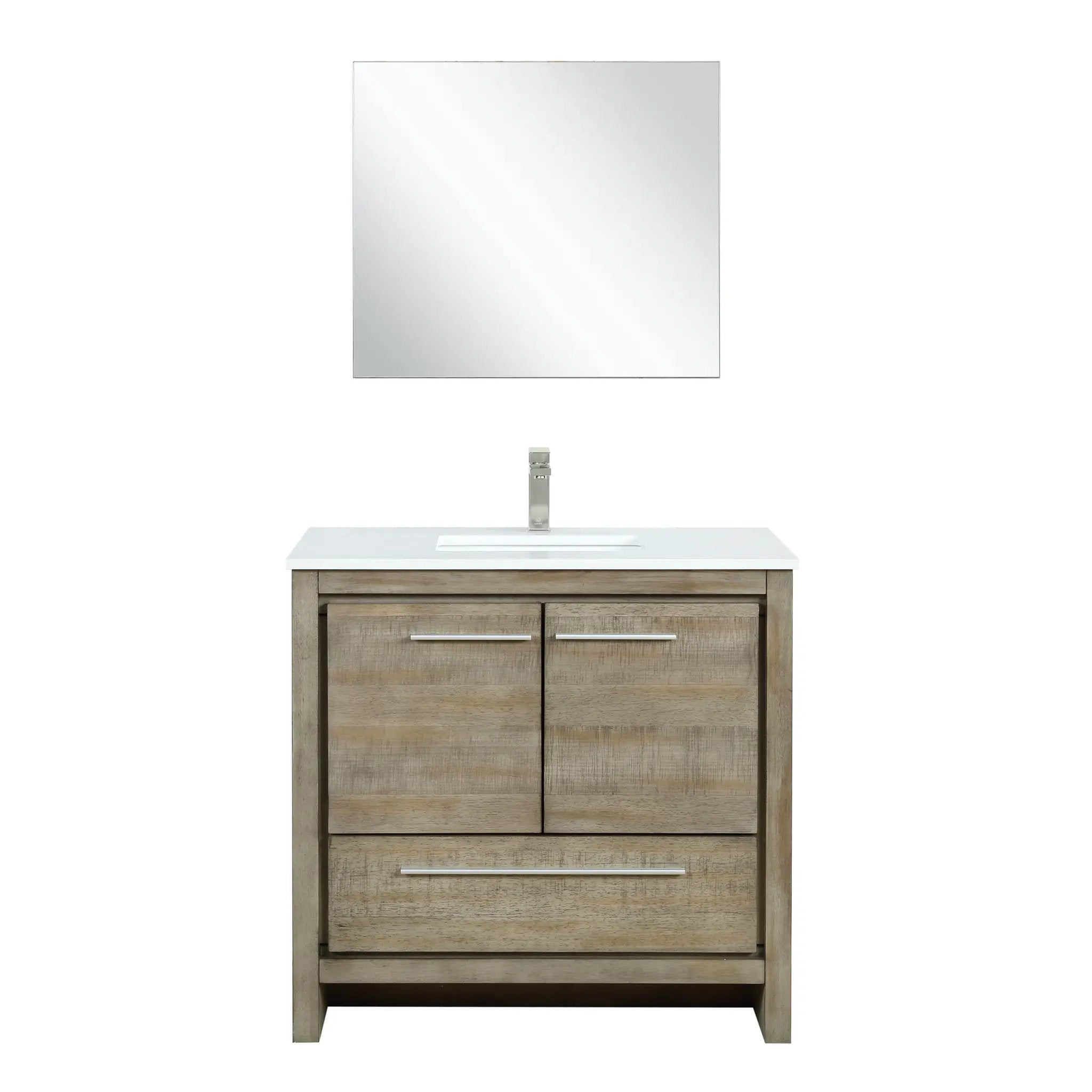 Lexora Lafarre 36 in W x 20 in D Rustic Acacia Bath Vanity and White Quartz Top by Lexora