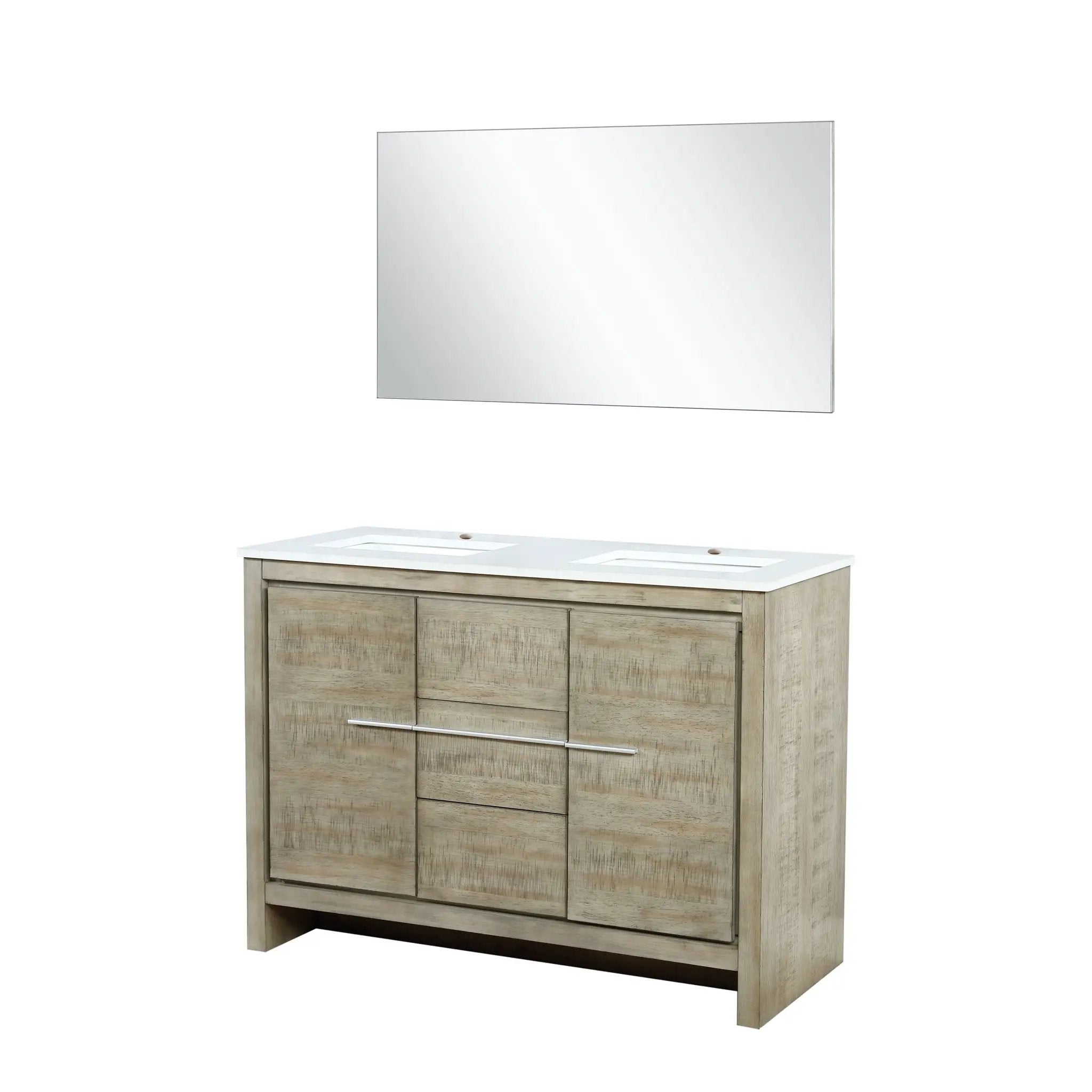 Lexora Lafarre 48 in W x 20 in D Rustic Acacia Double Bath Vanity and White Quartz Top by Lexora