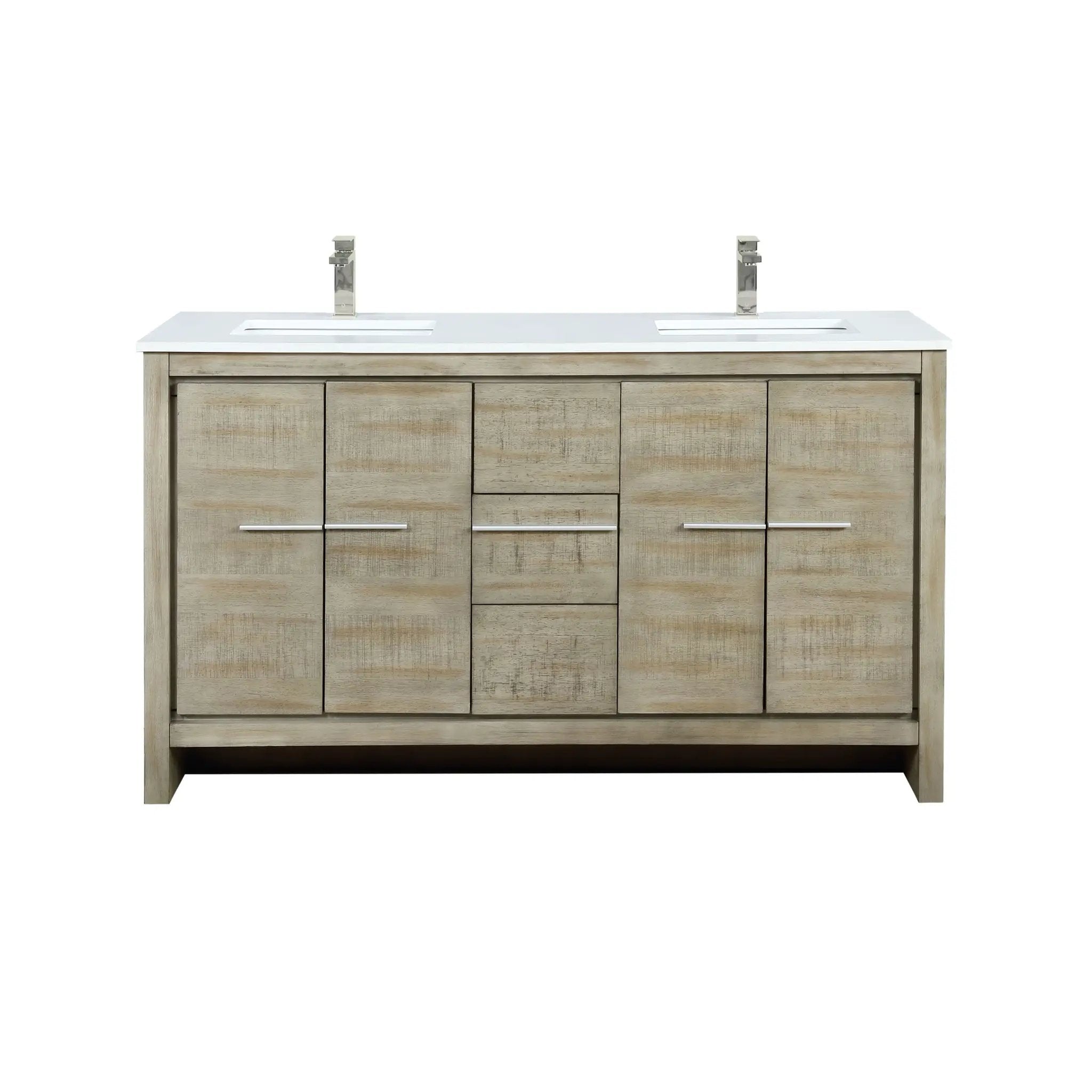 Lexora Lafarre 60 in W x 20 in D Rustic Acacia Double Bath Vanity and White Quartz Top by Lexora