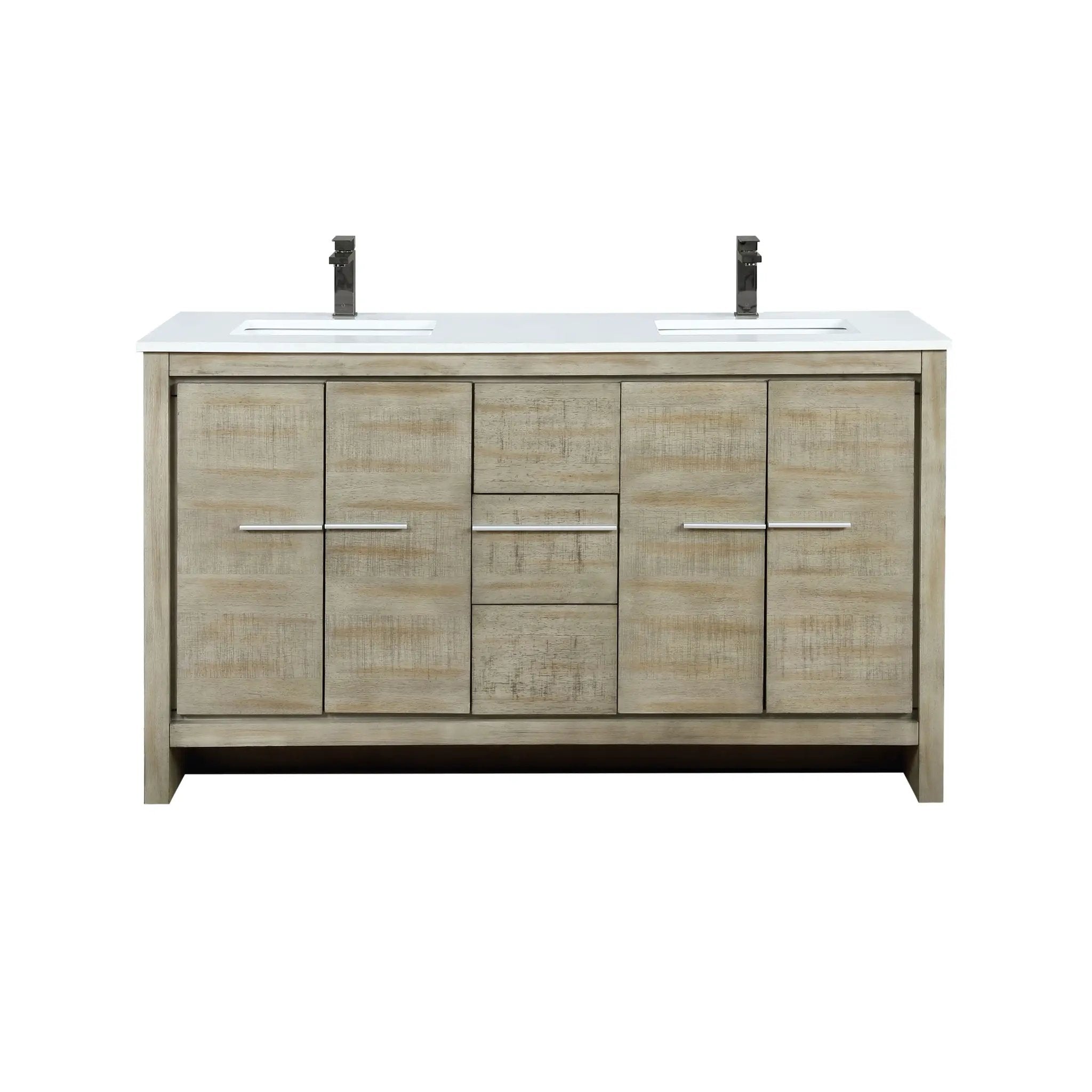 Lexora Lafarre 60 in W x 20 in D Rustic Acacia Double Bath Vanity and White Quartz Top by Lexora