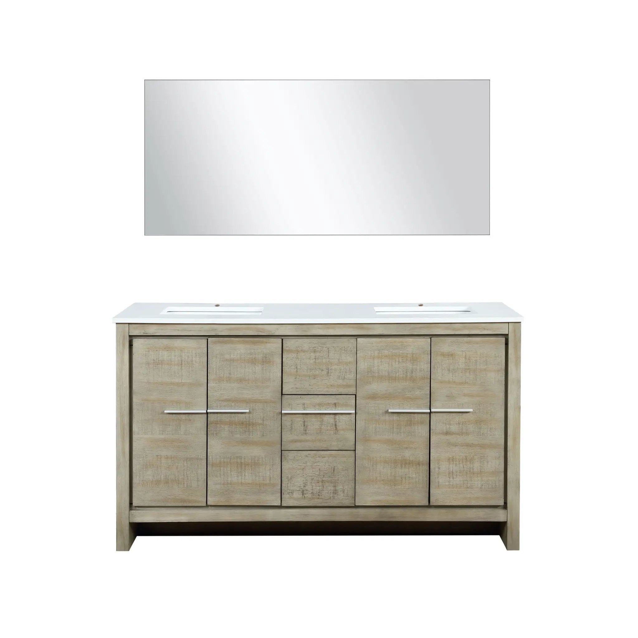 Lexora Lafarre 60 in W x 20 in D Rustic Acacia Double Bath Vanity and White Quartz Top by Lexora