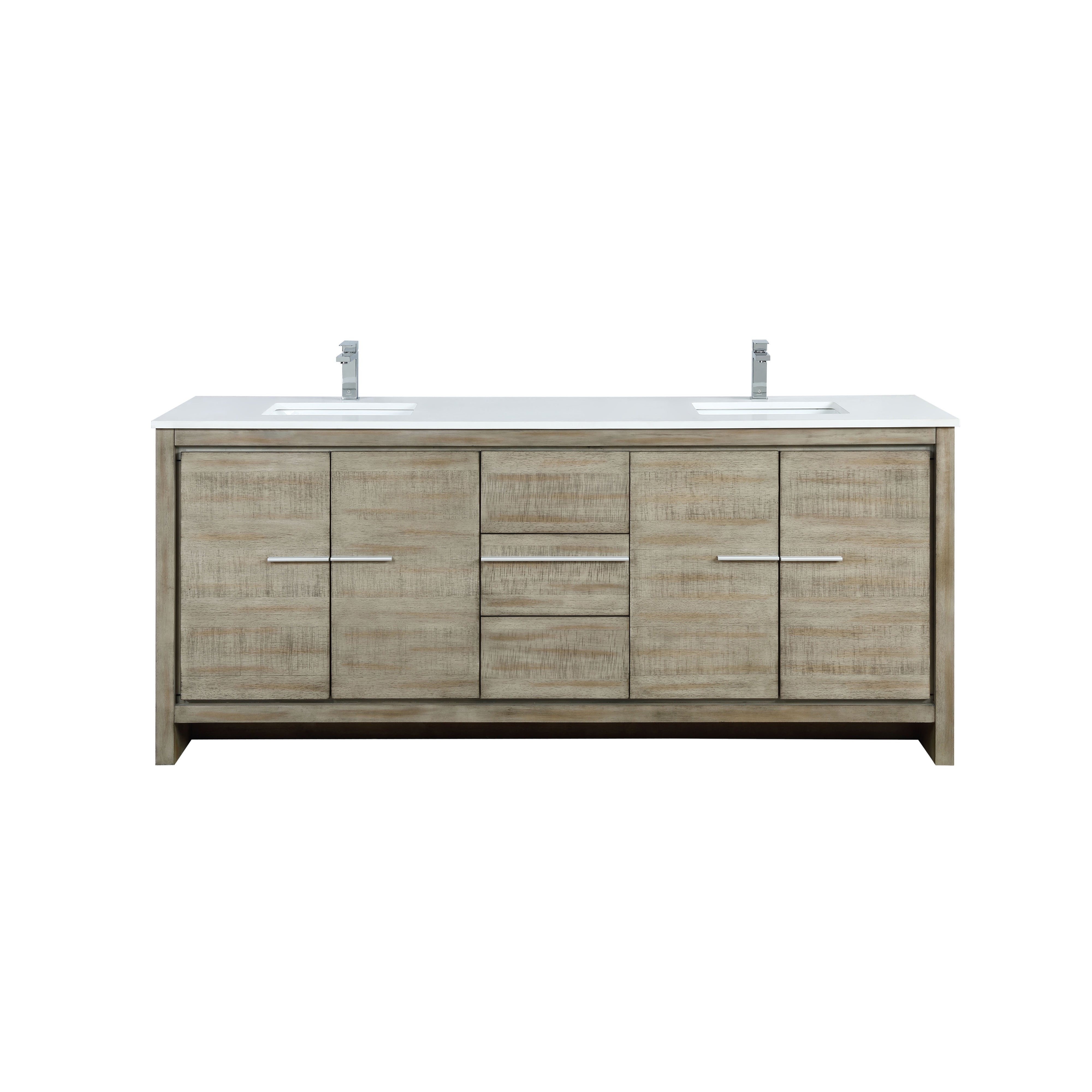 Lexora Lafarre 80 in W x 20 in D Rustic Acacia Double Bath Vanity and White Quartz Top