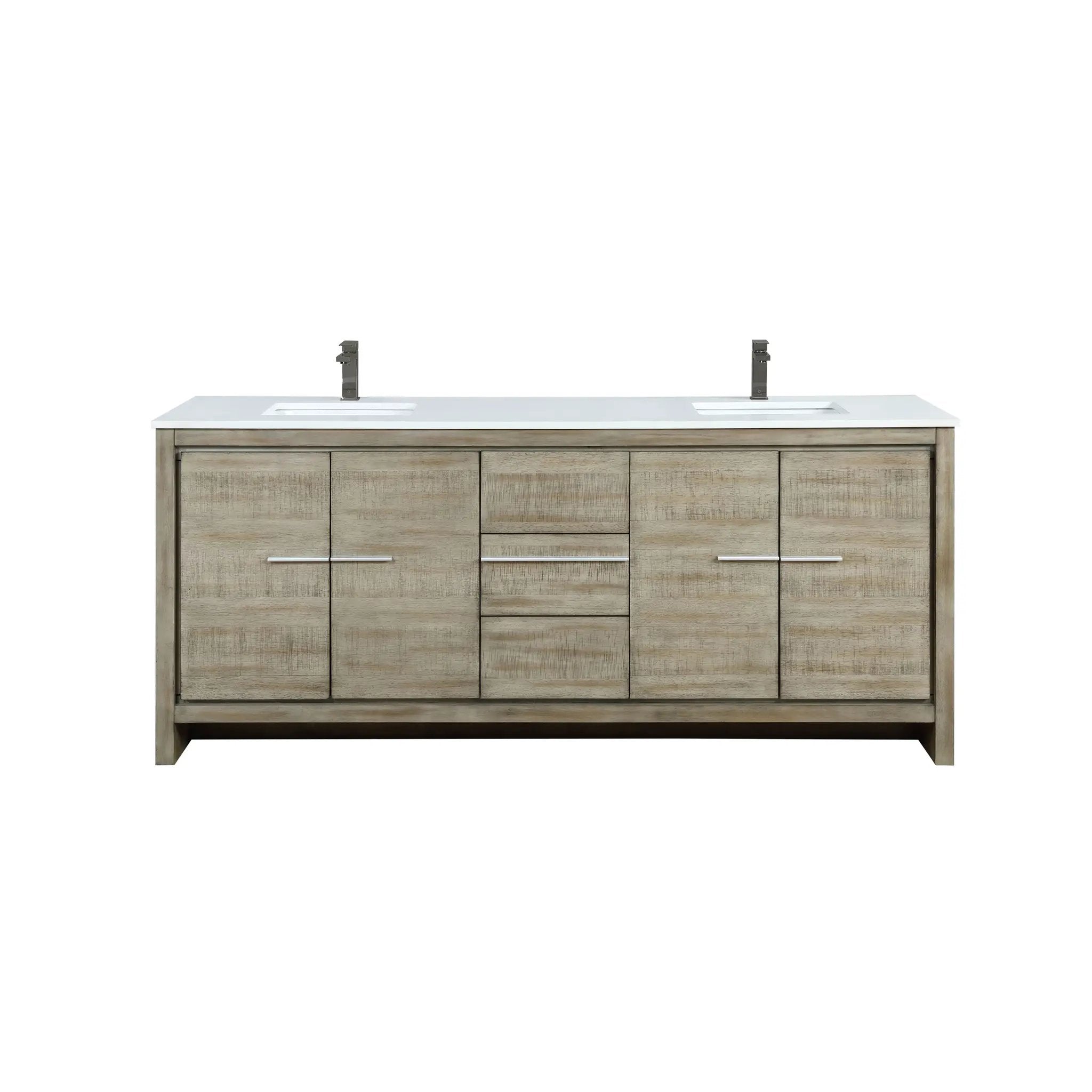 Lexora Lafarre 80 in W x 20 in D Rustic Acacia Double Bath Vanity and White Quartz Top by Lexora