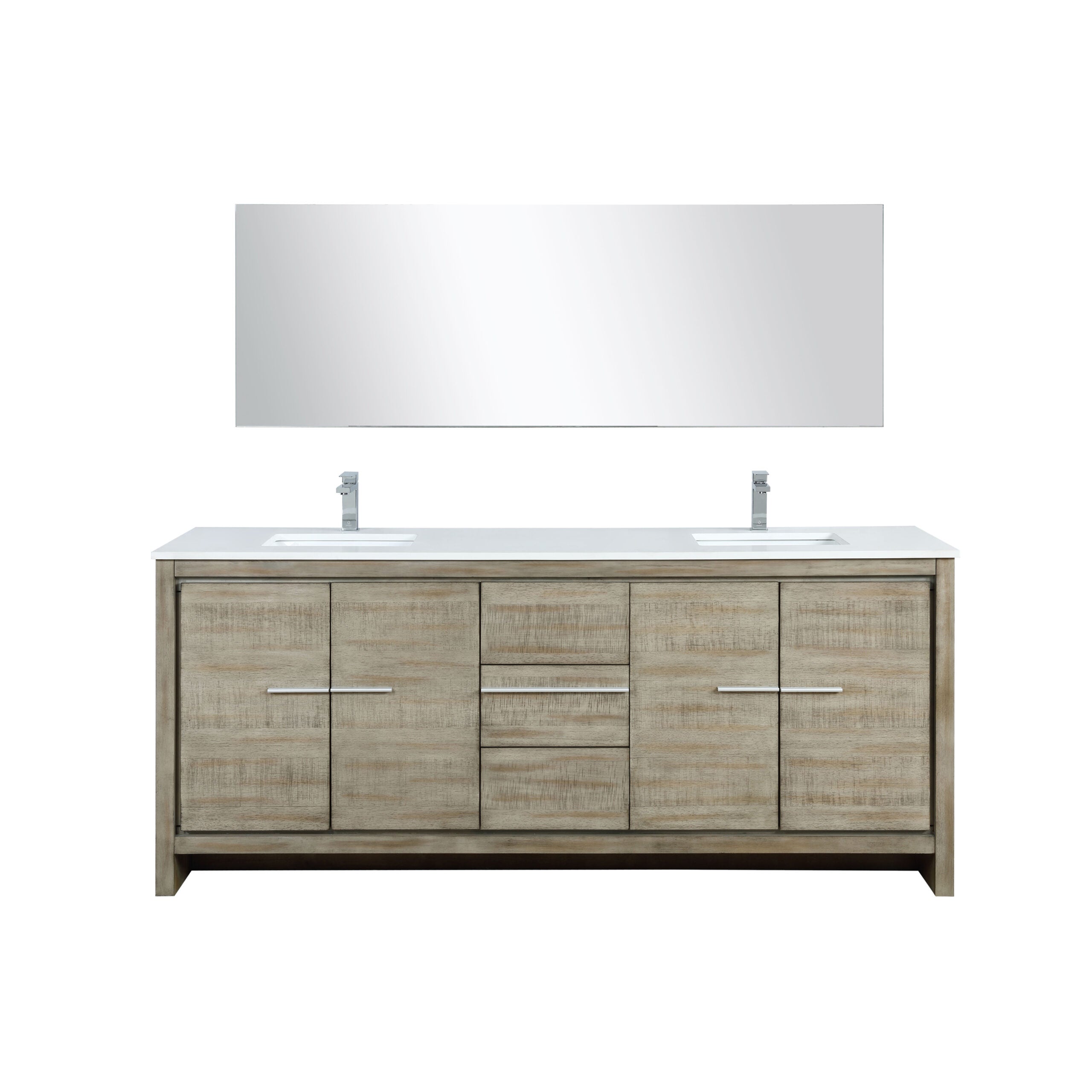 Lexora Lafarre 80 in W x 20 in D Rustic Acacia Double Bath Vanity and White Quartz Top