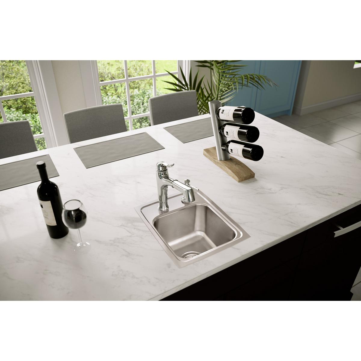 lustrous satin single bowl drop-in sink