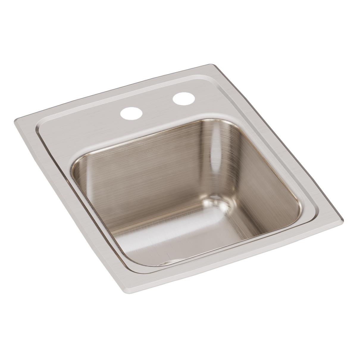 Elkay Lustertone Classic 13" x 16" x 7-5/8" MR2-Hole Single Bowl Drop-in Sink