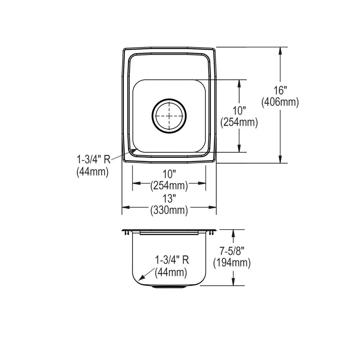 lustertone single bowl drop-in sink